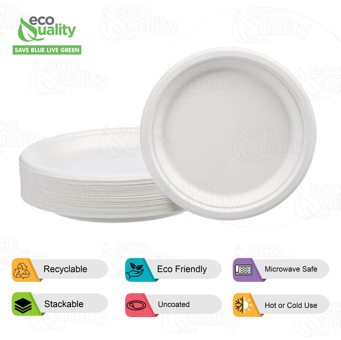 7 Inch Round White Compostable Fiber Plates