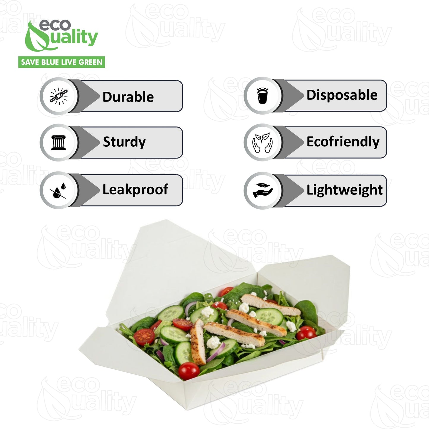 #2 White Paper Take Out Food Containers with Closeable Lid