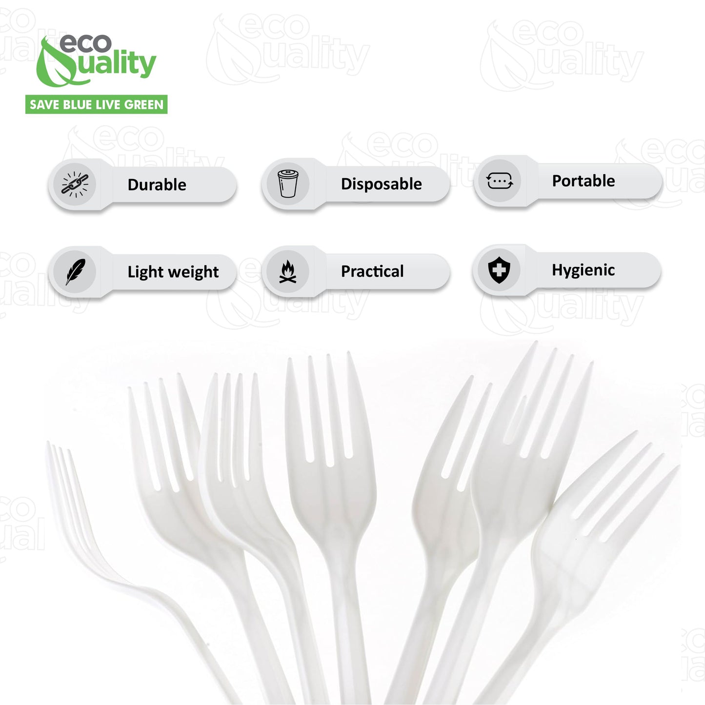 Disposable Plastic Cutlery Fork (1000 Count) Medium Weight White/Black Unwrapped - Great for Parties, Office, Lunch, Restaurants, Take-Out