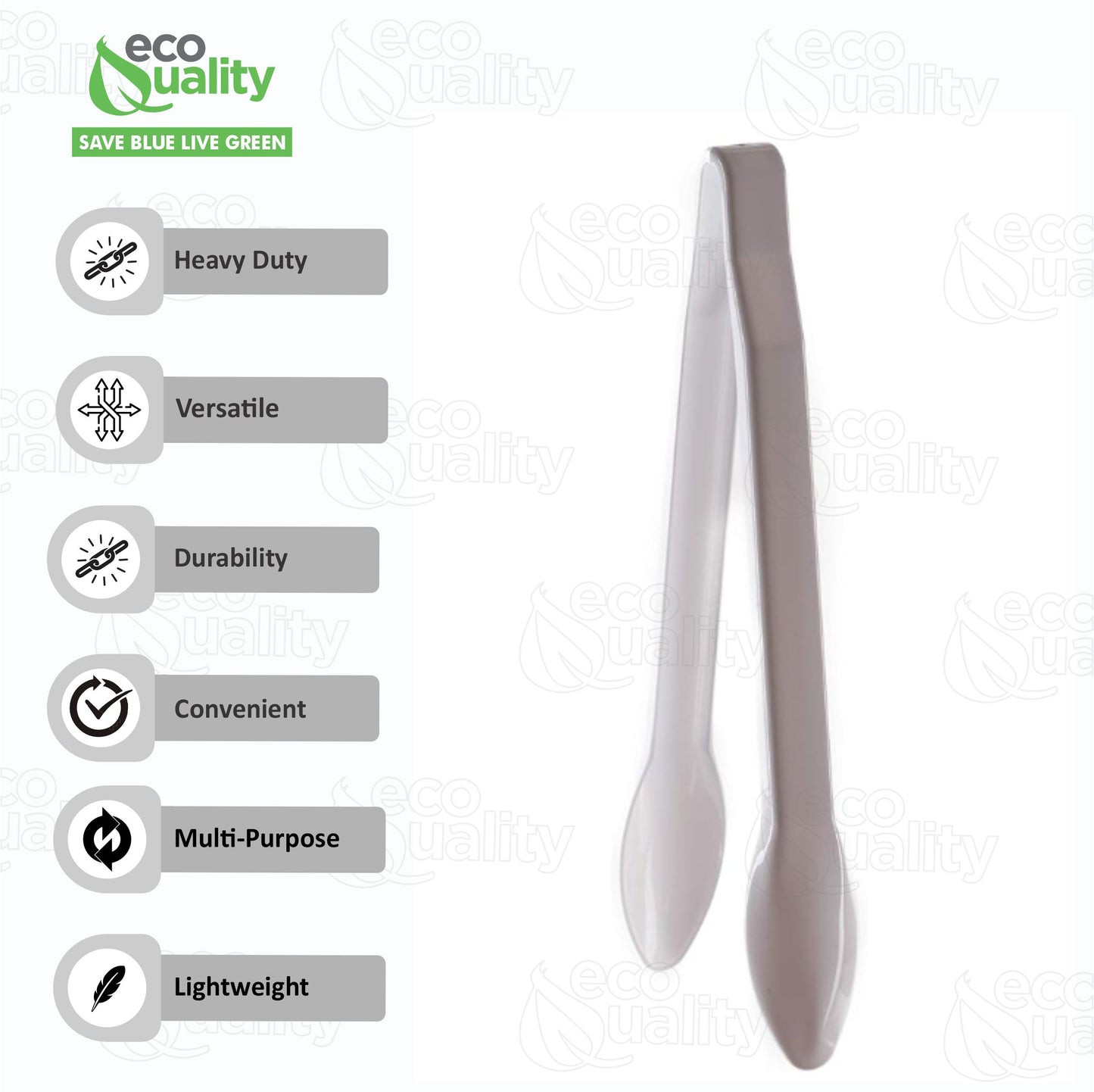 9" Heavy Duty Serving Tongs White