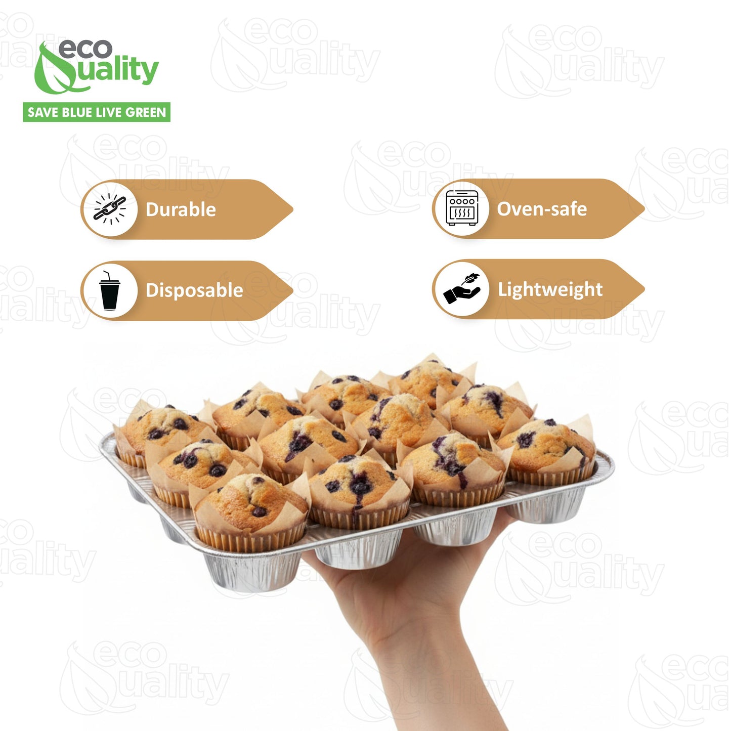 Aluminum 12-Cup Muffin Pan - Disposable Aluminum Cupcake Pans - Reusable, Recyclable - Muffin Tin Great for Baking Cupcakes, Muffins, Small Pies