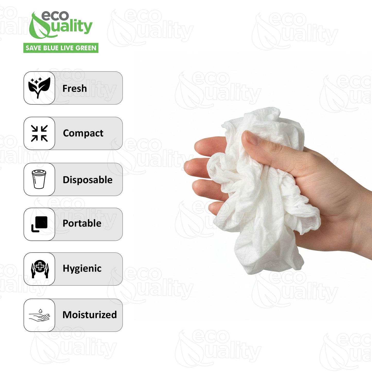 Moist Wet Wipe Towelette Individually Wrapped 4.5 x 6.25 inch, Lemon Scent, Single Use, Alcohol Free