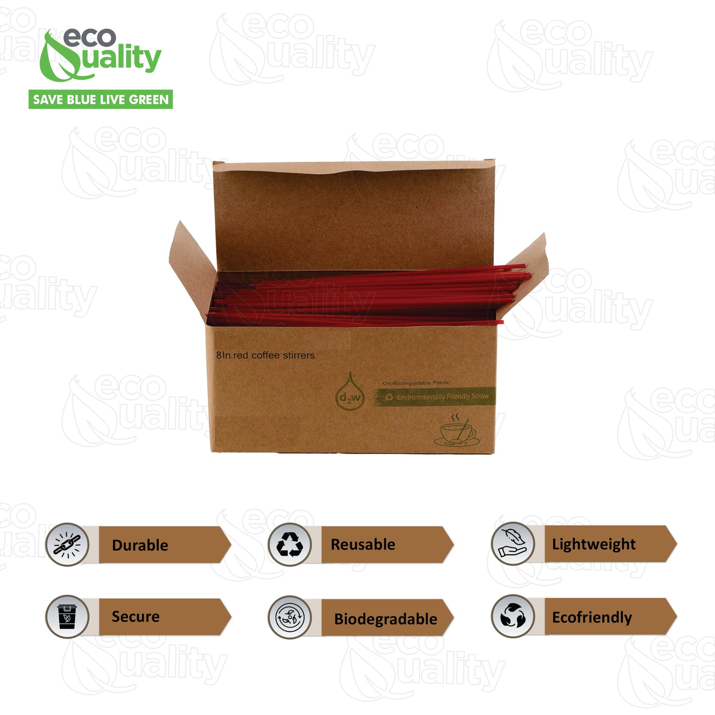 Compostable Plastic Stirrer, Bio Degradable, Eco Friendly, Sip Stirrer, Bar Stirrer, Sip Straw, For Coffee, Cocktail, Latte and Tea - Red