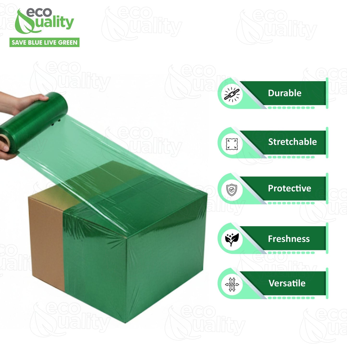 17 inch x 5000 Feet Green Produce Wrapping Plastic Film Roll