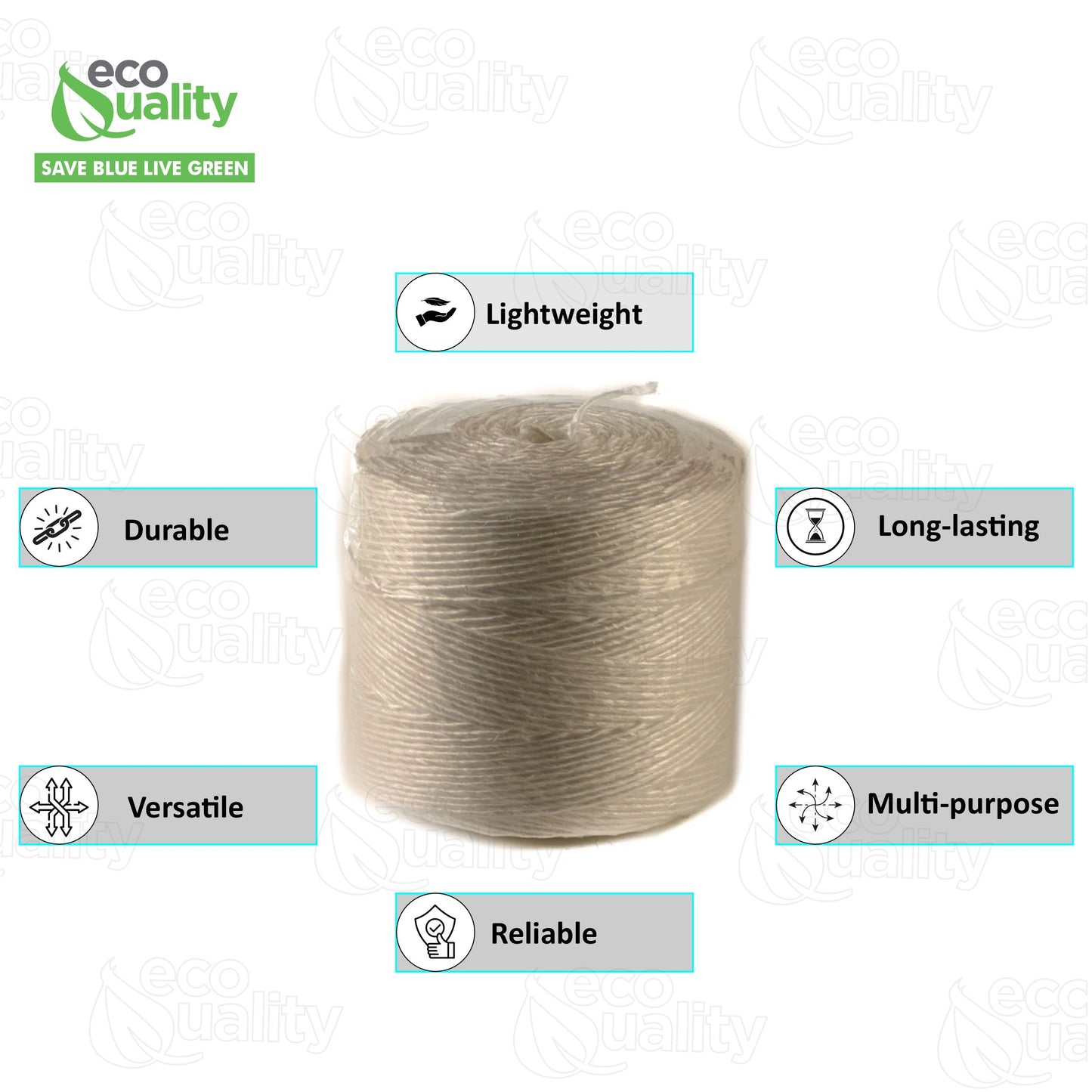 EcoQuality Polypropylene Twine 2800 Feet - Carboard Bundling, Shipping, Commercial Packaging, Center Pull Box, Tie Wrap, Tying Twine, Tomato Twine
