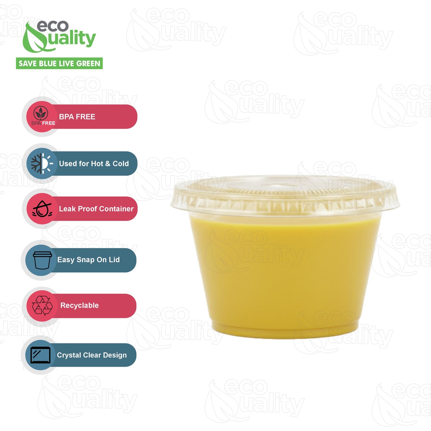 2oz Clear Leak Proof Plastic Condiment Souffle Containers with Lids, Disposable - Perfect for Sauces, Samples, Slime, Jello Shots, Food Storage