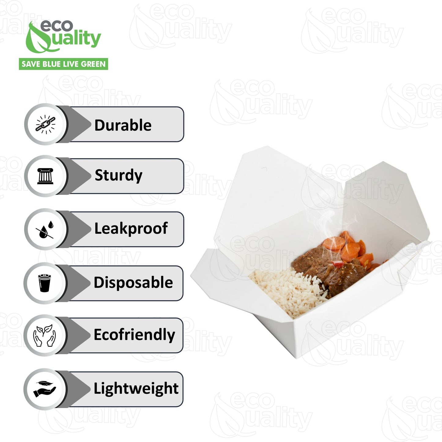 #4 White Paper Take Out Food Containers with Closeable Lid