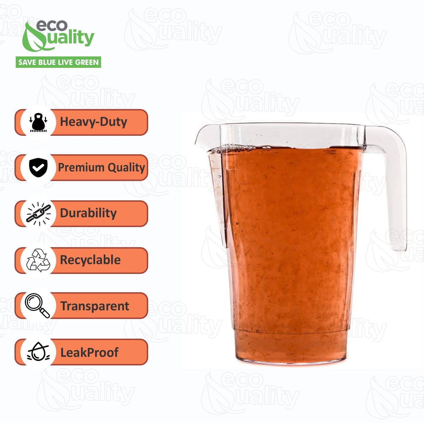 50oz Crystal Clear Plastic Beverage Carafe Pitcher