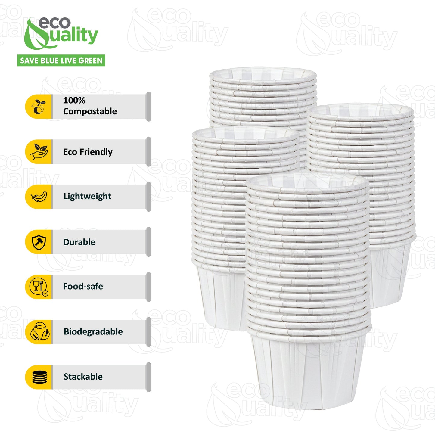 Disposable White Paper Souffle Cup with Rolled Rim