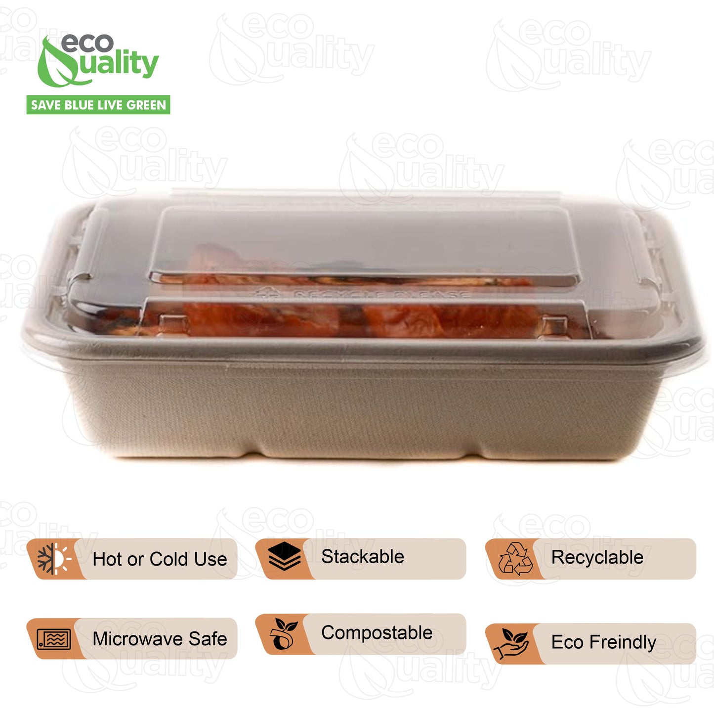 Compostable Rectangular Food Containers with Lids