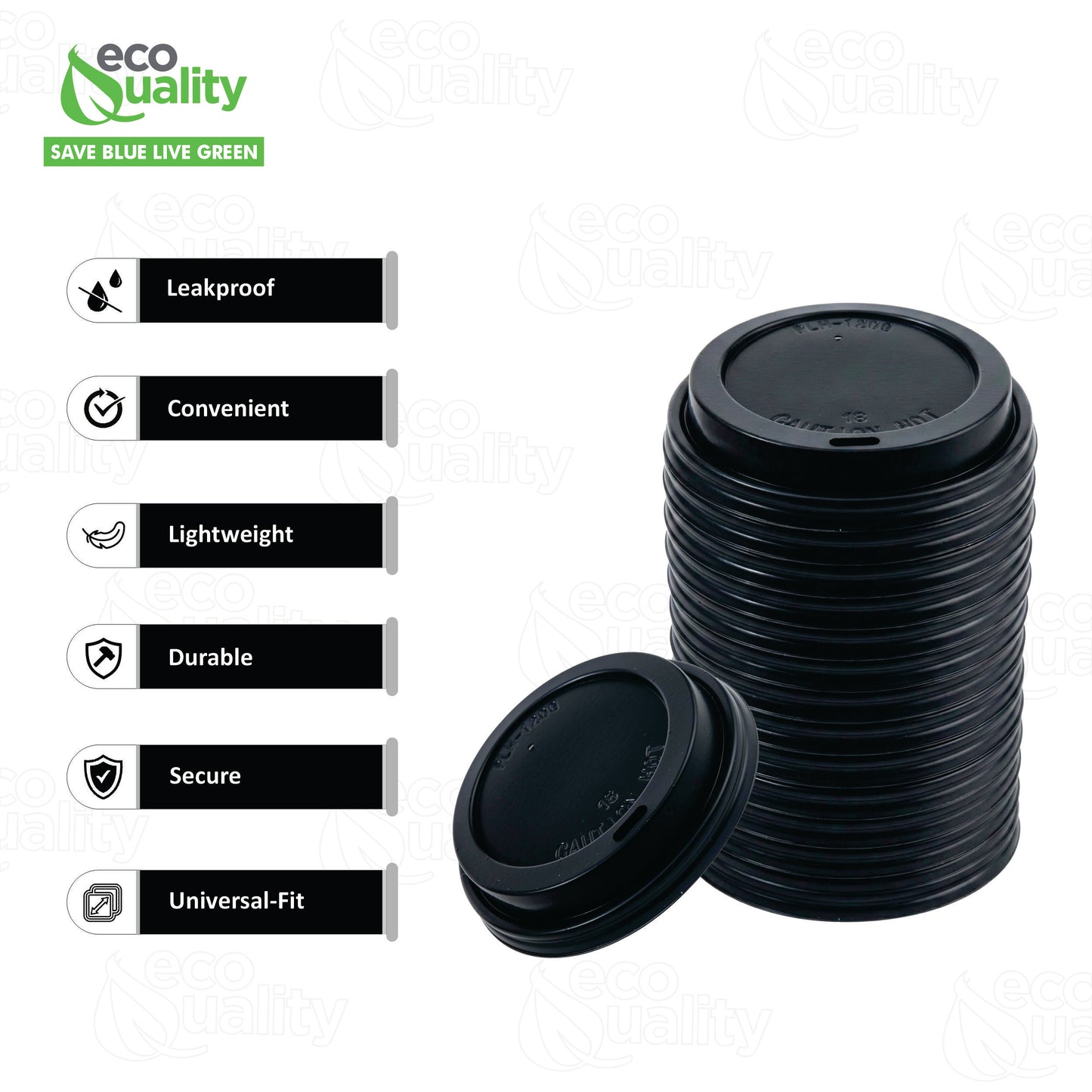 Disposable Travel Black Dome and White Dome Lids for Paper Hot Cups (10oz, 12oz, 16oz, 20oz)