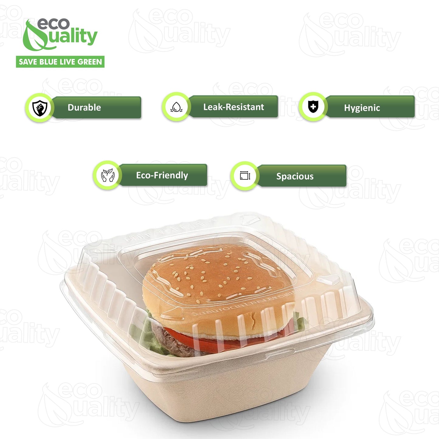 Eco Friendly Disposable Square Bowls Compostable Container with Dome Lids