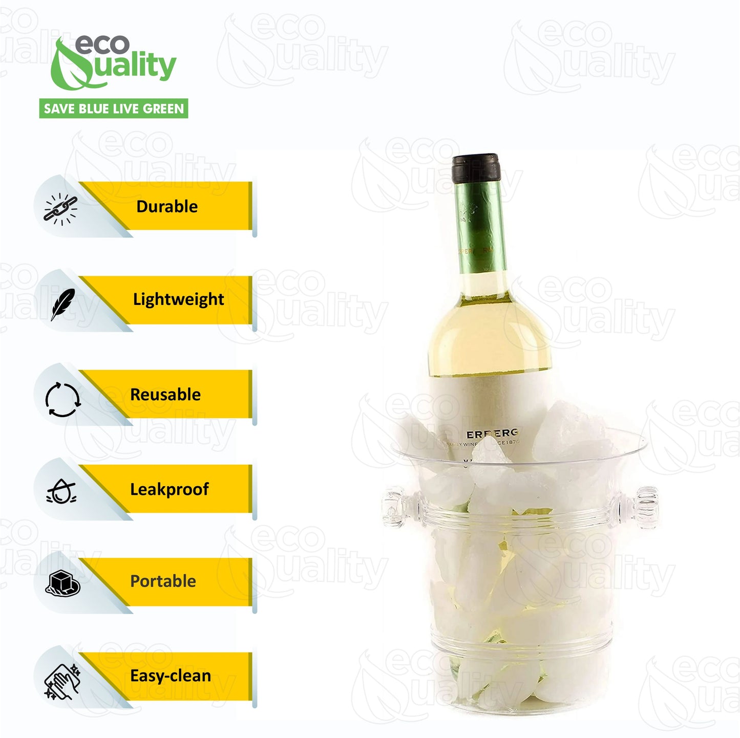 6" Clear Plastic Ice Bucket Cooler for Wine & Champagne