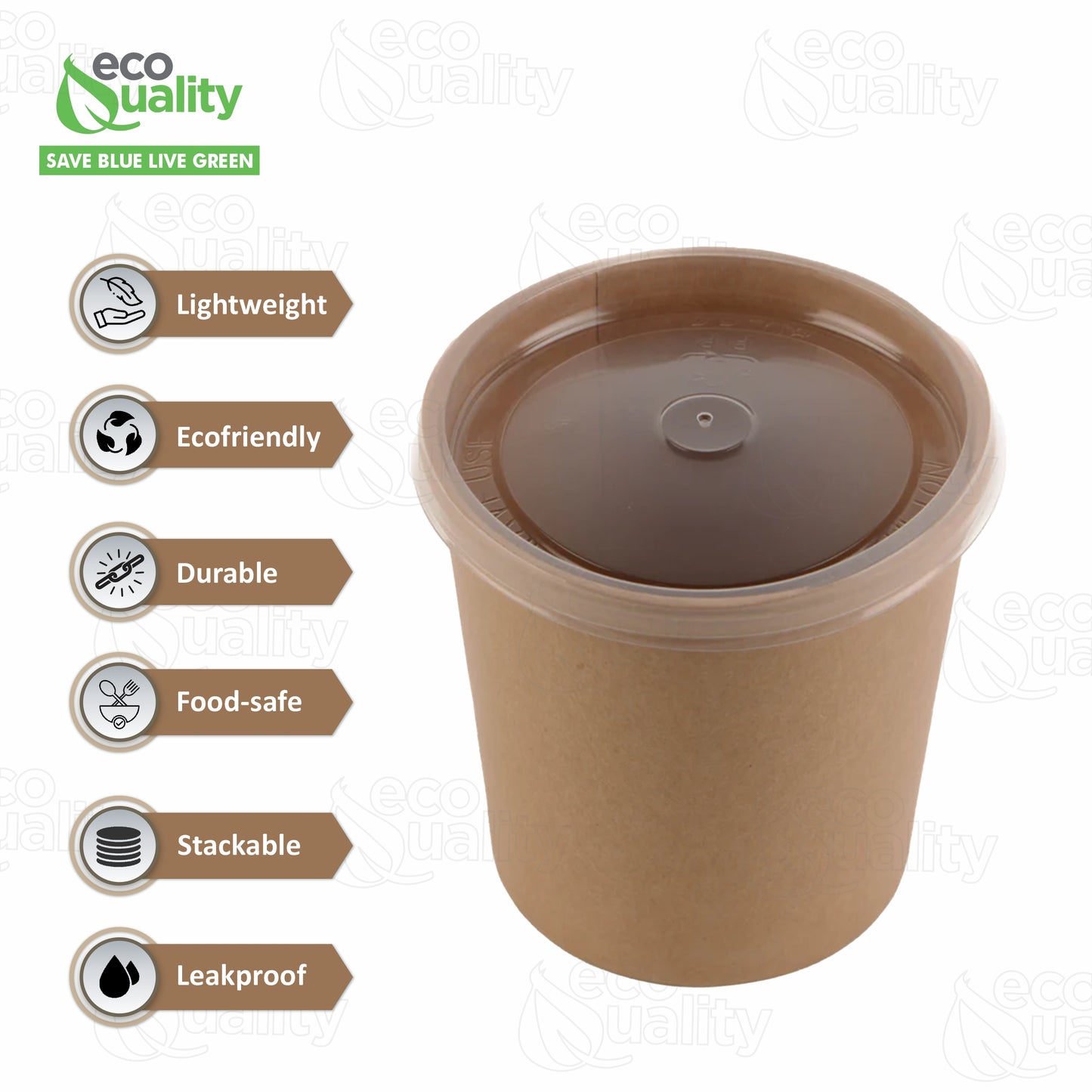 Disposable Kraft Paper Soup Containers with Plastic Lids - Kraft Paper Ice Cream Containers / Yogurt Cups with Plastic Lids (8oz, 12oz, 16oz)