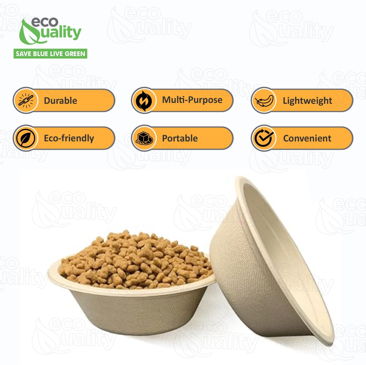 EcoQuality Compostable Dog Pet Bowls Durable Biodegradable 12oz