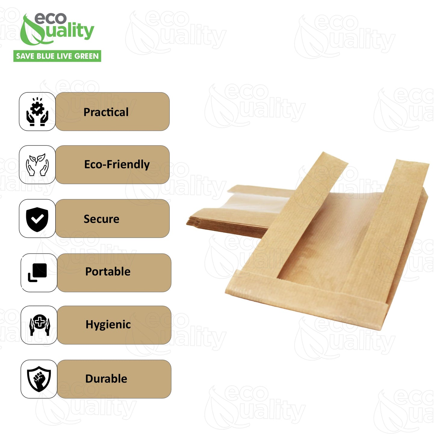 Brown Kraft Bakery Bag with Clear Window 11 x 7.1 inches for Cookies, Pastries, Sandwich, Nuts - Grease Resistant