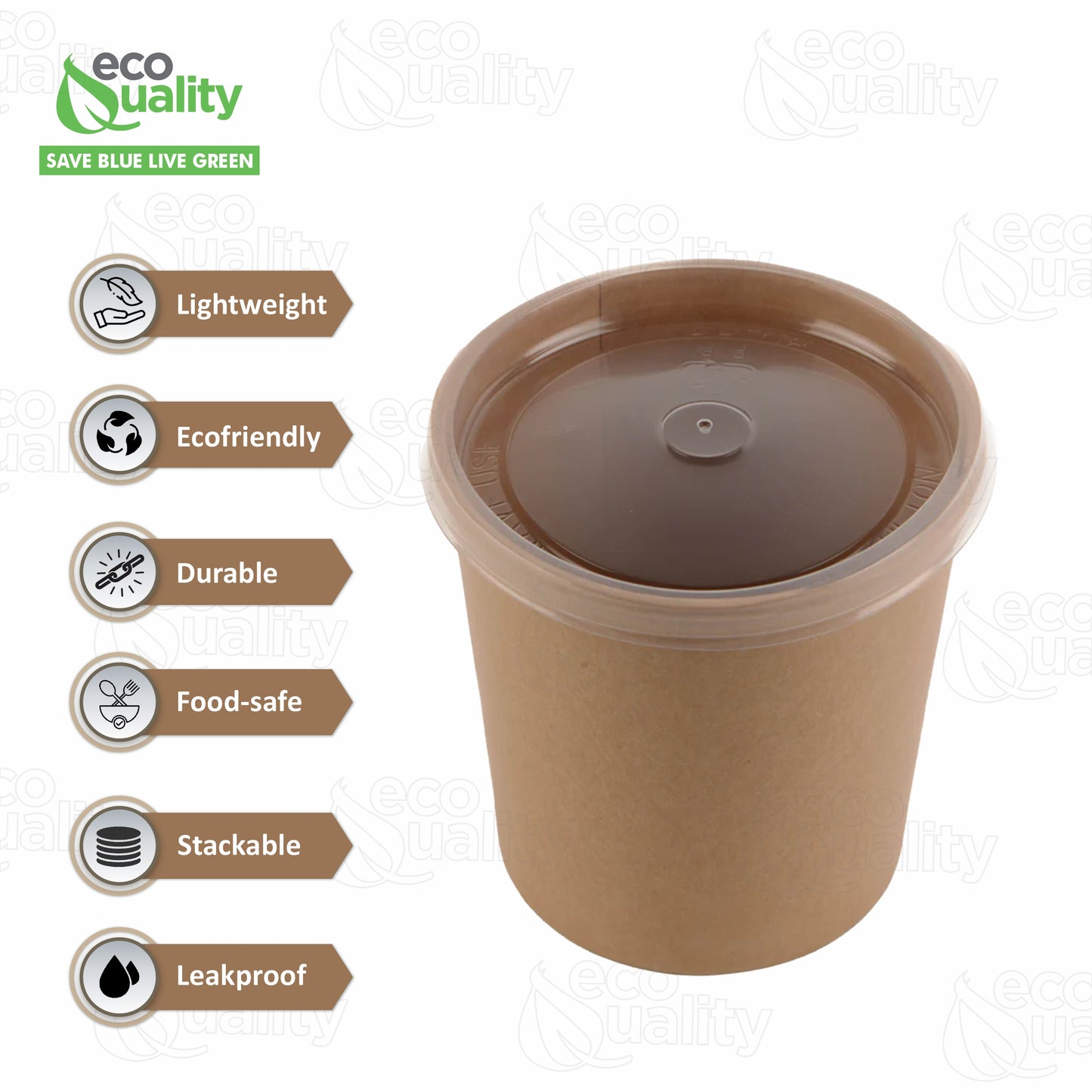 Disposable Kraft Paper Soup Containers with Plastic Lids - Kraft Paper Ice Cream Containers / Yogurt Cups with Plastic Lids (8oz, 12oz, 16oz)