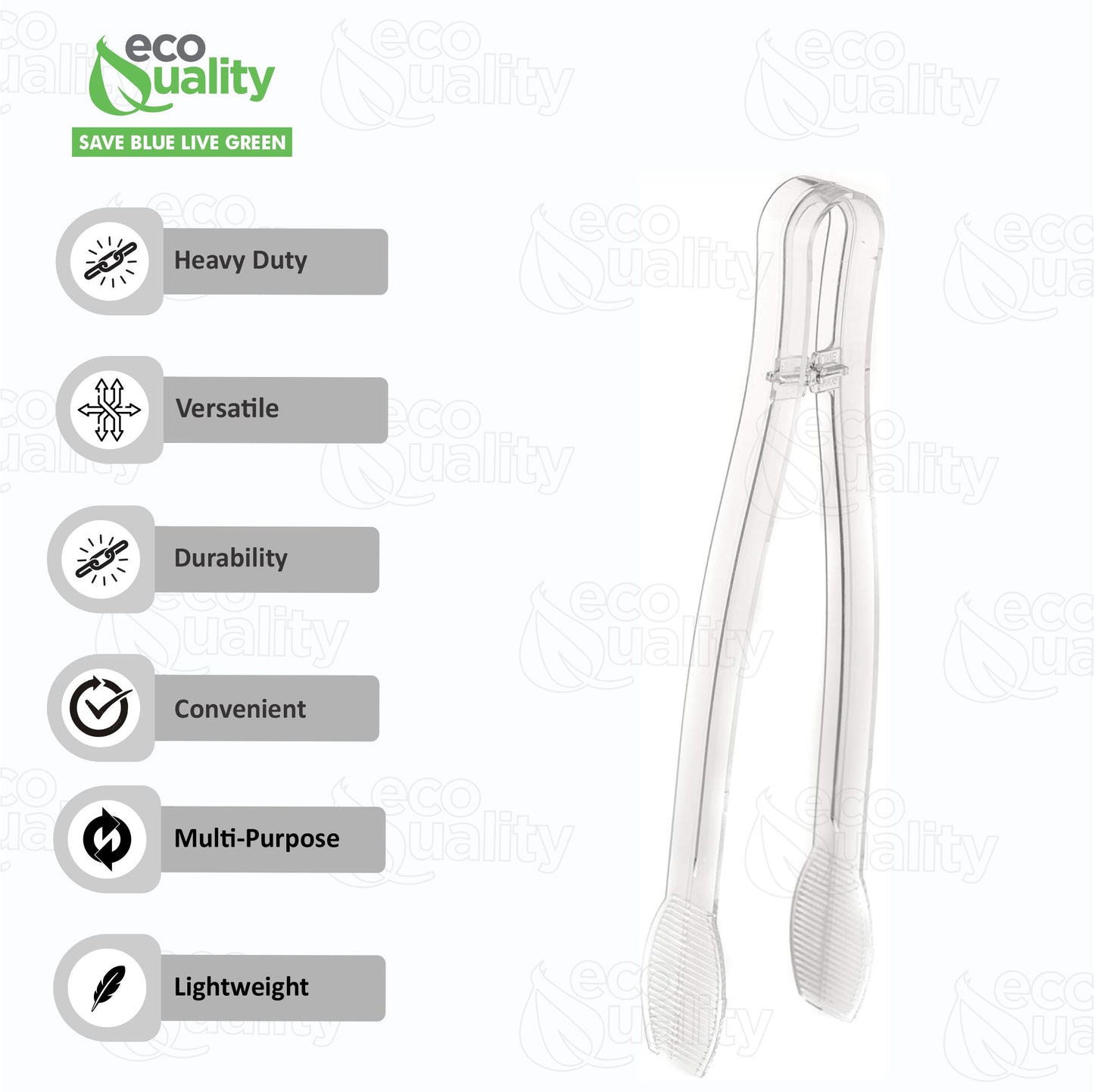 7" Heavy Duty Serving Tongs Clear