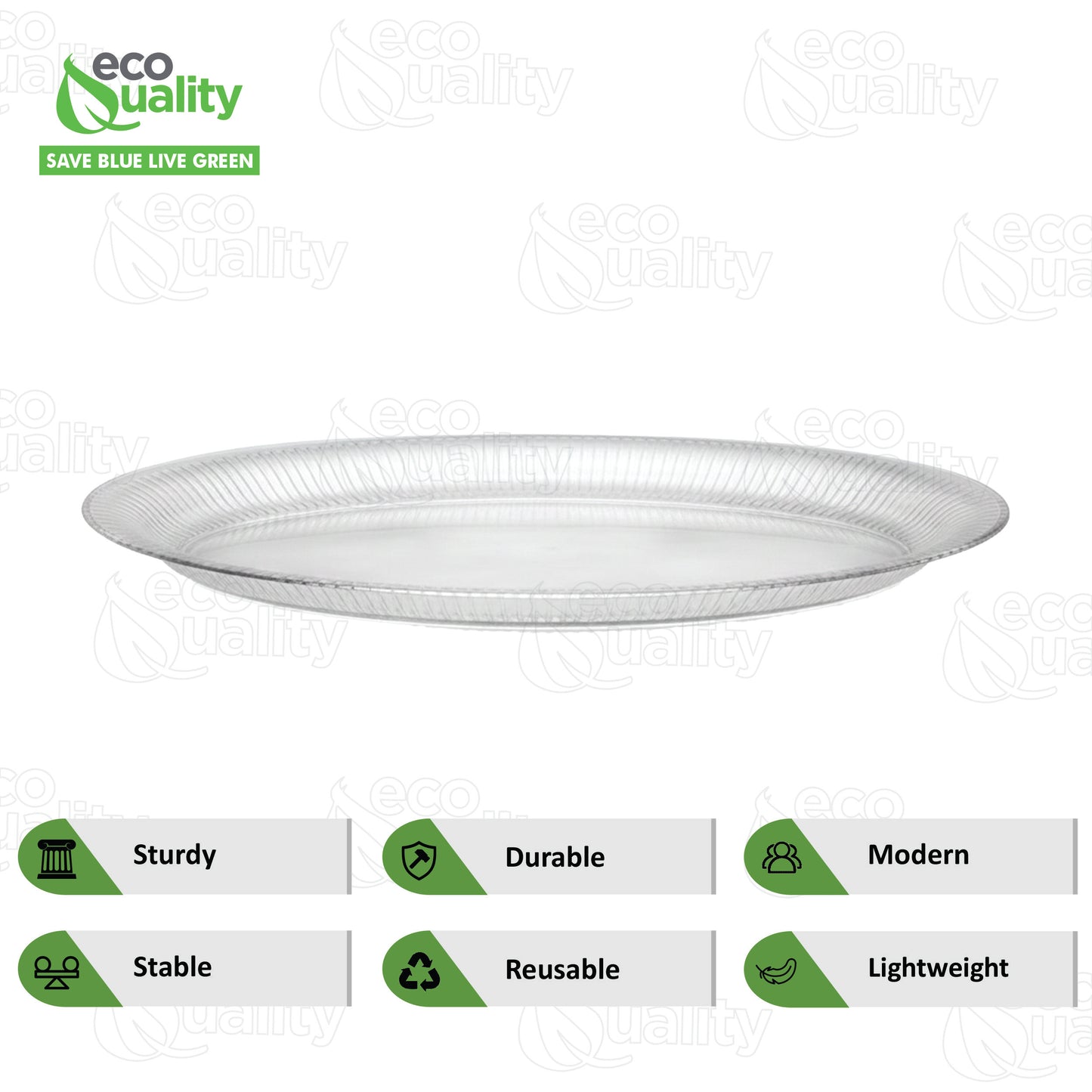 14"x21" Oval Ridged Plastic Serving Platter Tray