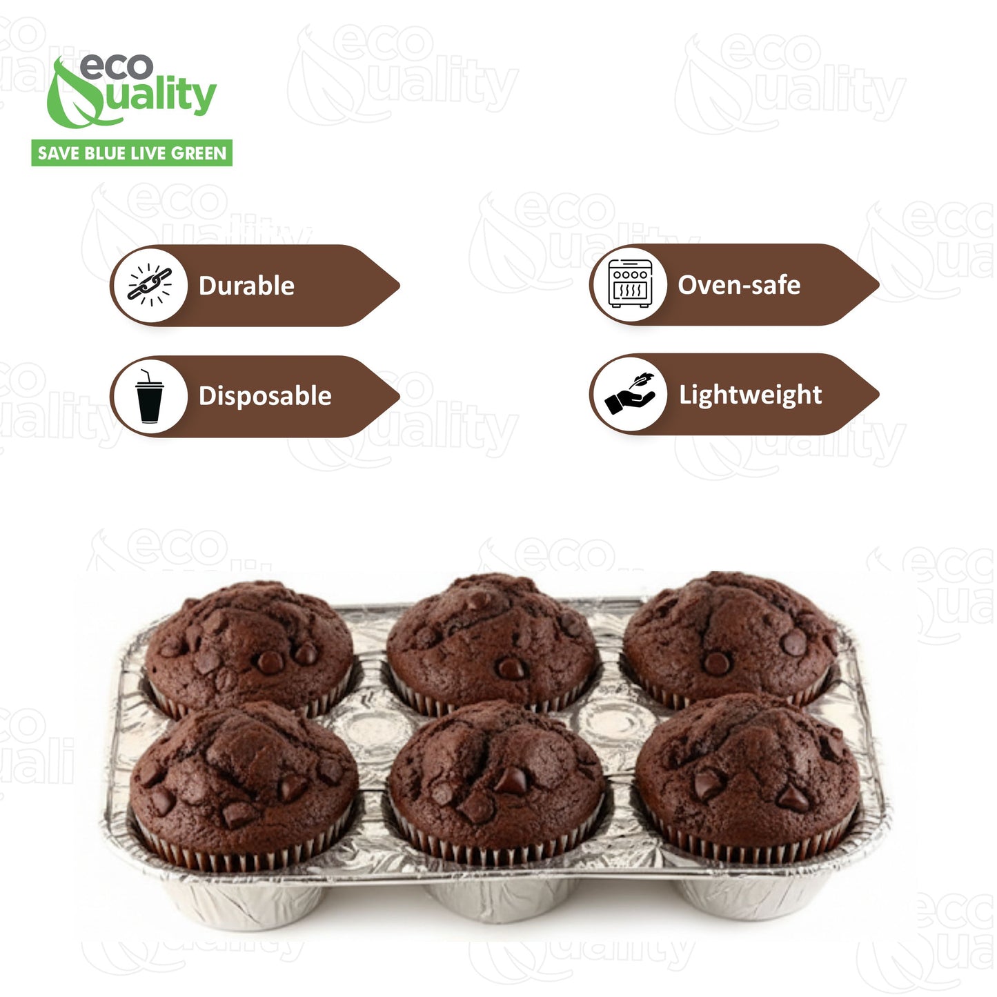 Aluminum 6-Cup Muffin Pan - Disposable Aluminum Cupcake Pans - Reusable, Recyclable - Muffin Tin Great for Baking Cupcakes, Muffins, Small Pies
