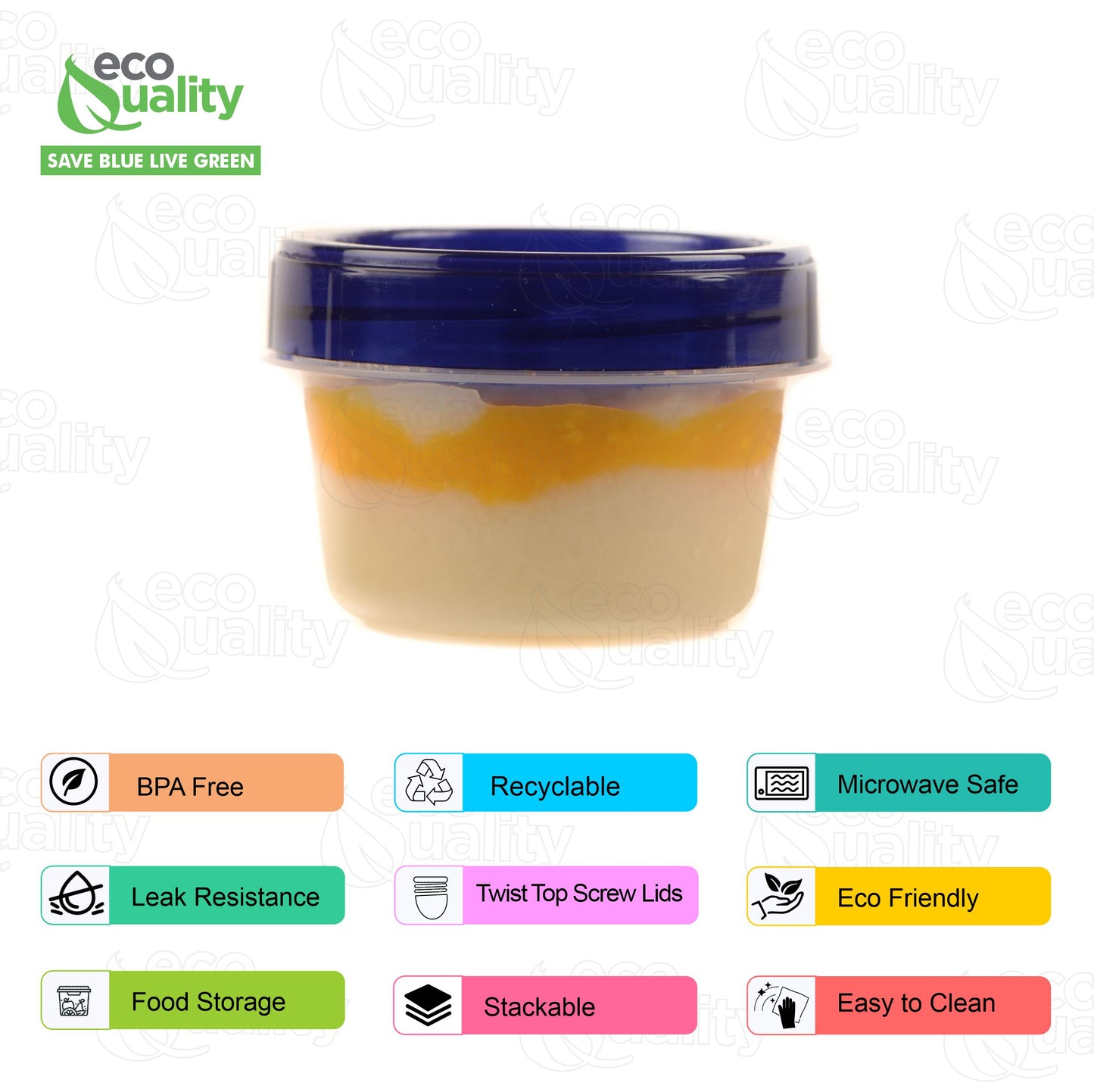4oz Twist Top Storage Deli Containers BPA-Free, Reusable Airtight Plastic Food Storage Leak Proof Canisters, Snack, Lunch, Meal Prep, To Go, Stackable