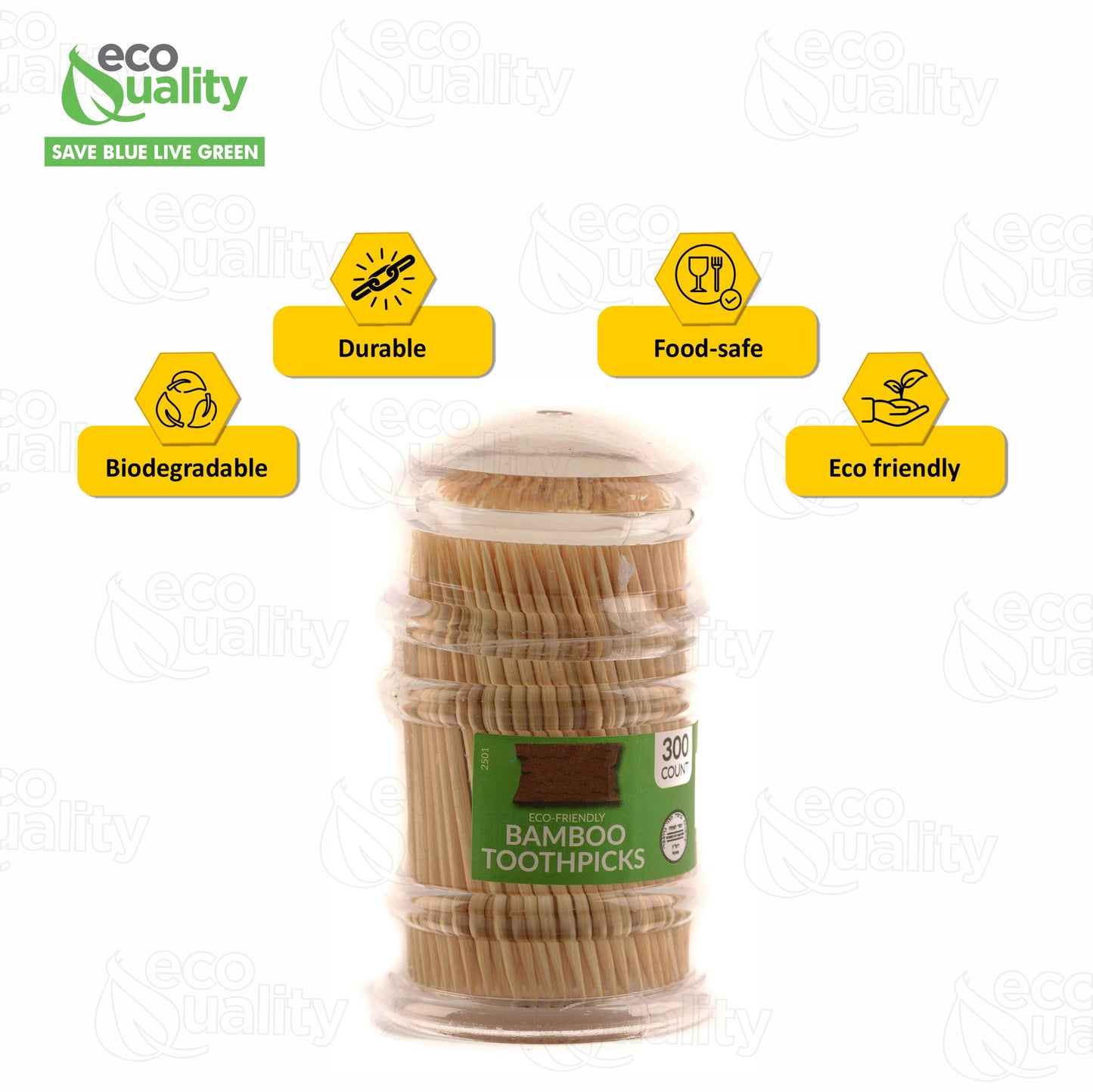 Bamboo Wooden Toothpicks In Clear Plastic Storage Box | Sturdy Safe Double Sided Party, Appetizer, Olive, Barbecue, Fruit, Teeth Cleaning Toothpicks