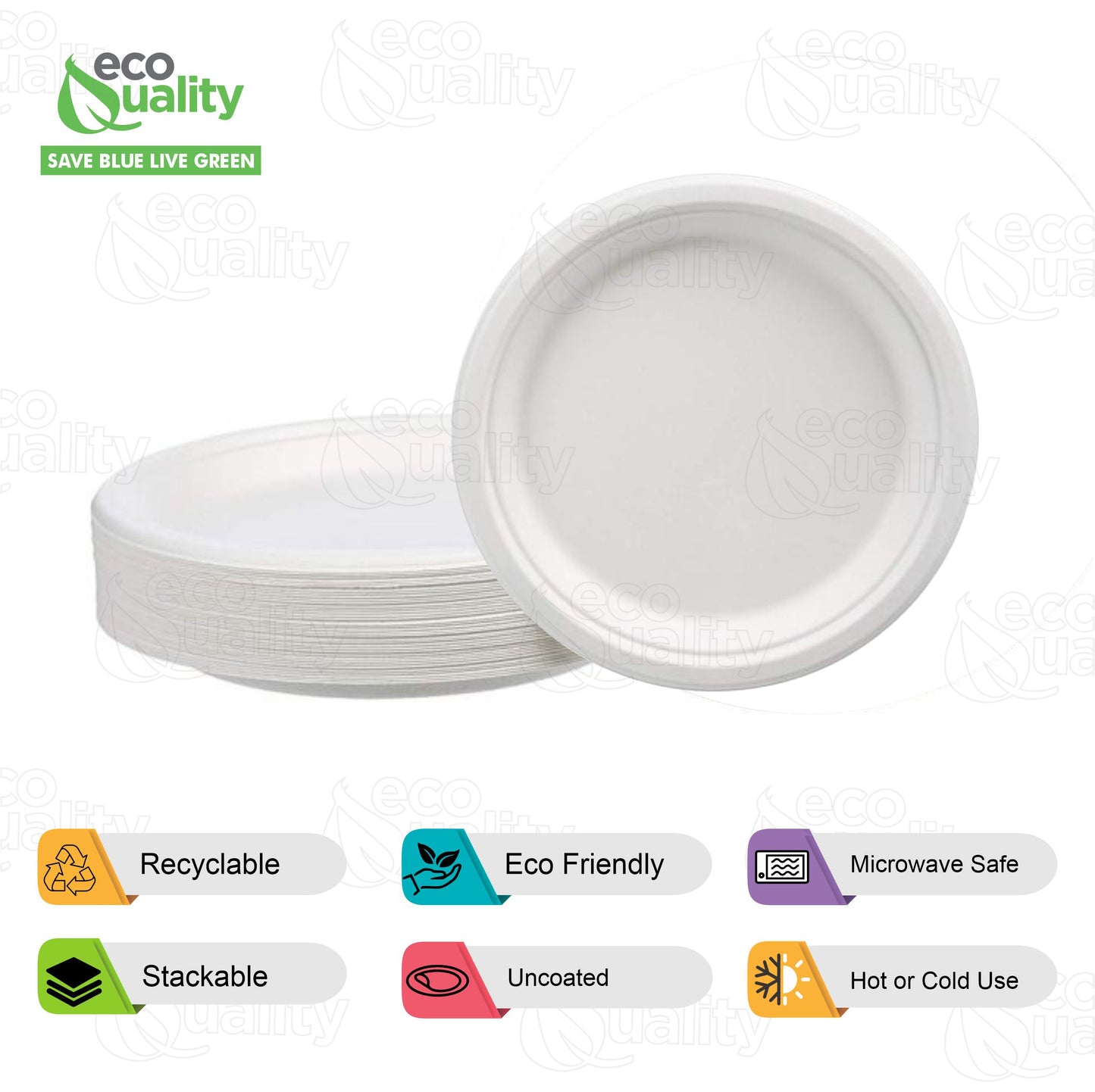 EcoQuality Compostable 6" Fiber Plates
