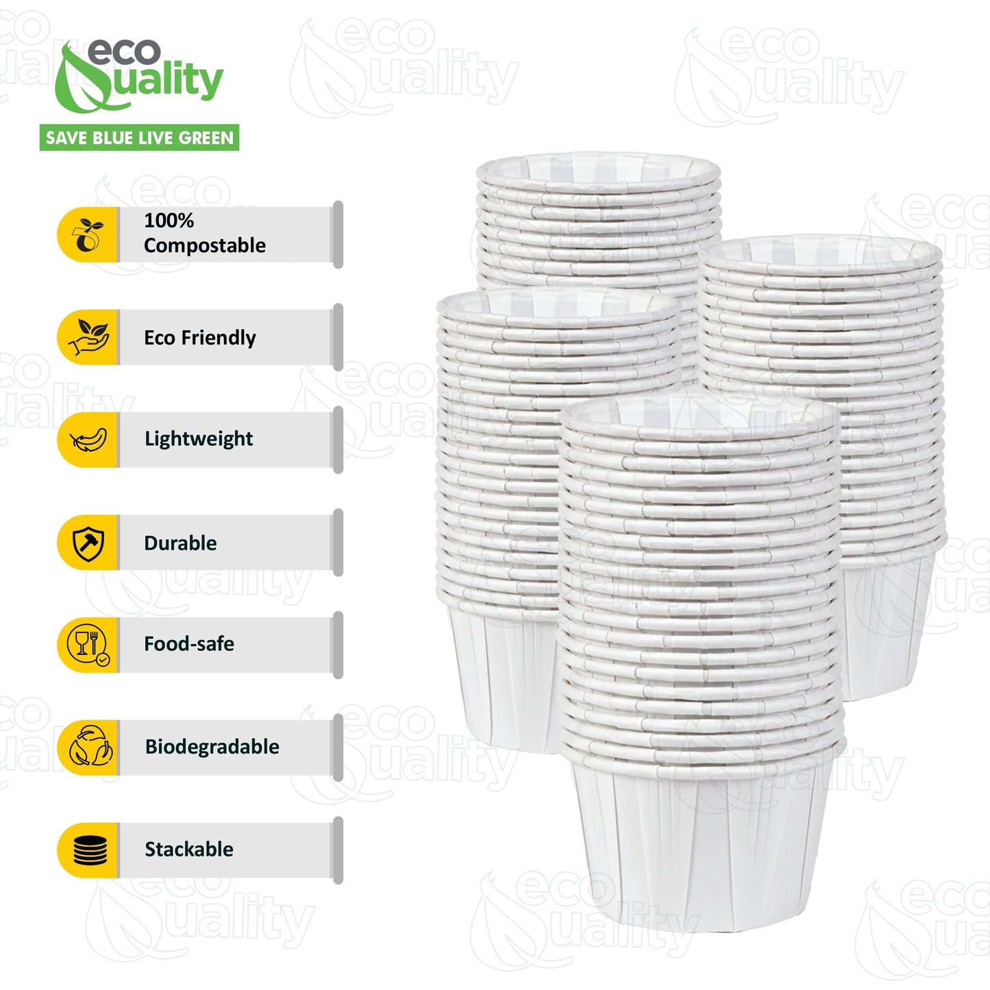 Disposable White Paper Souffle Cup with Rolled Rim