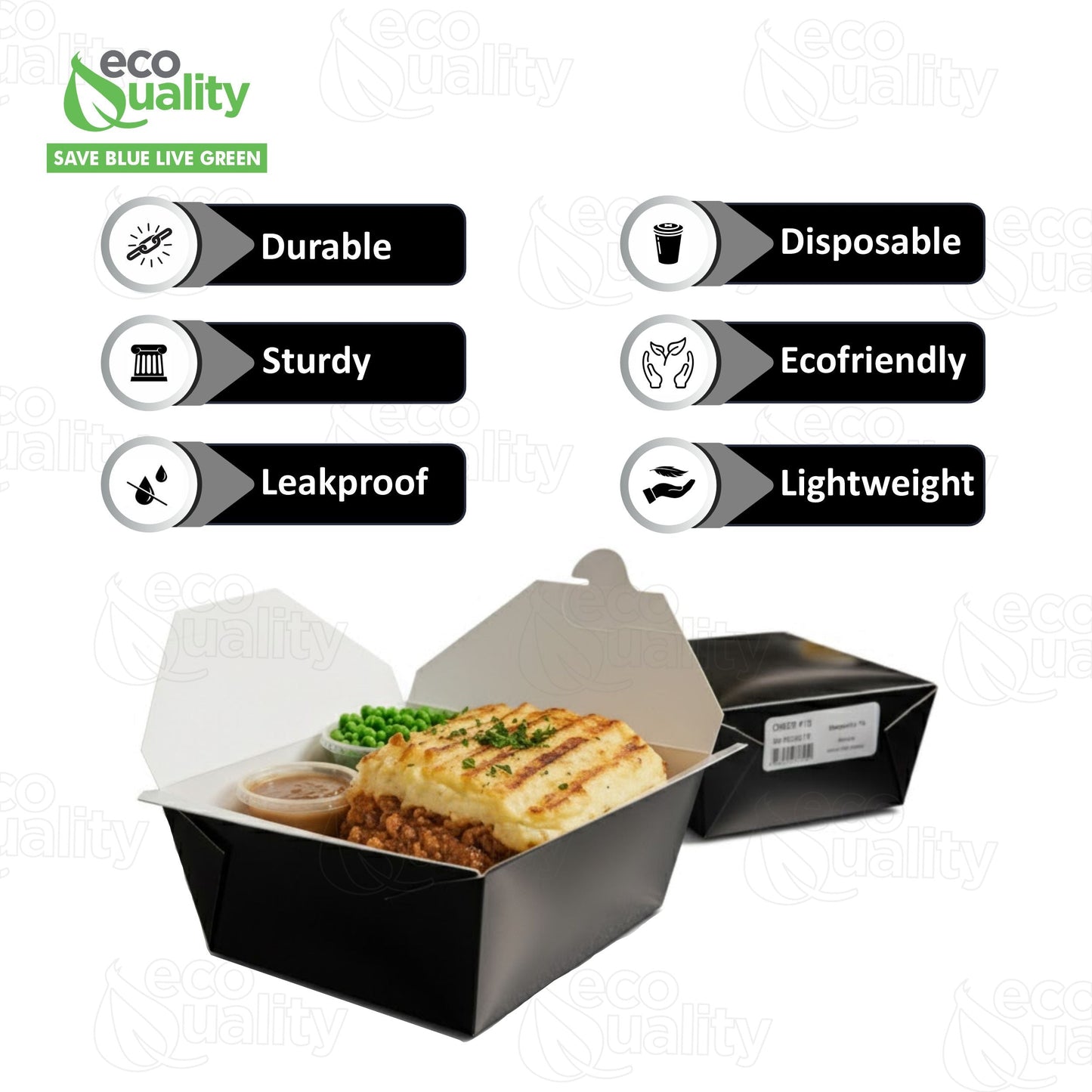 #4 Black Paper Take Out Food Containers with Closeable Lid