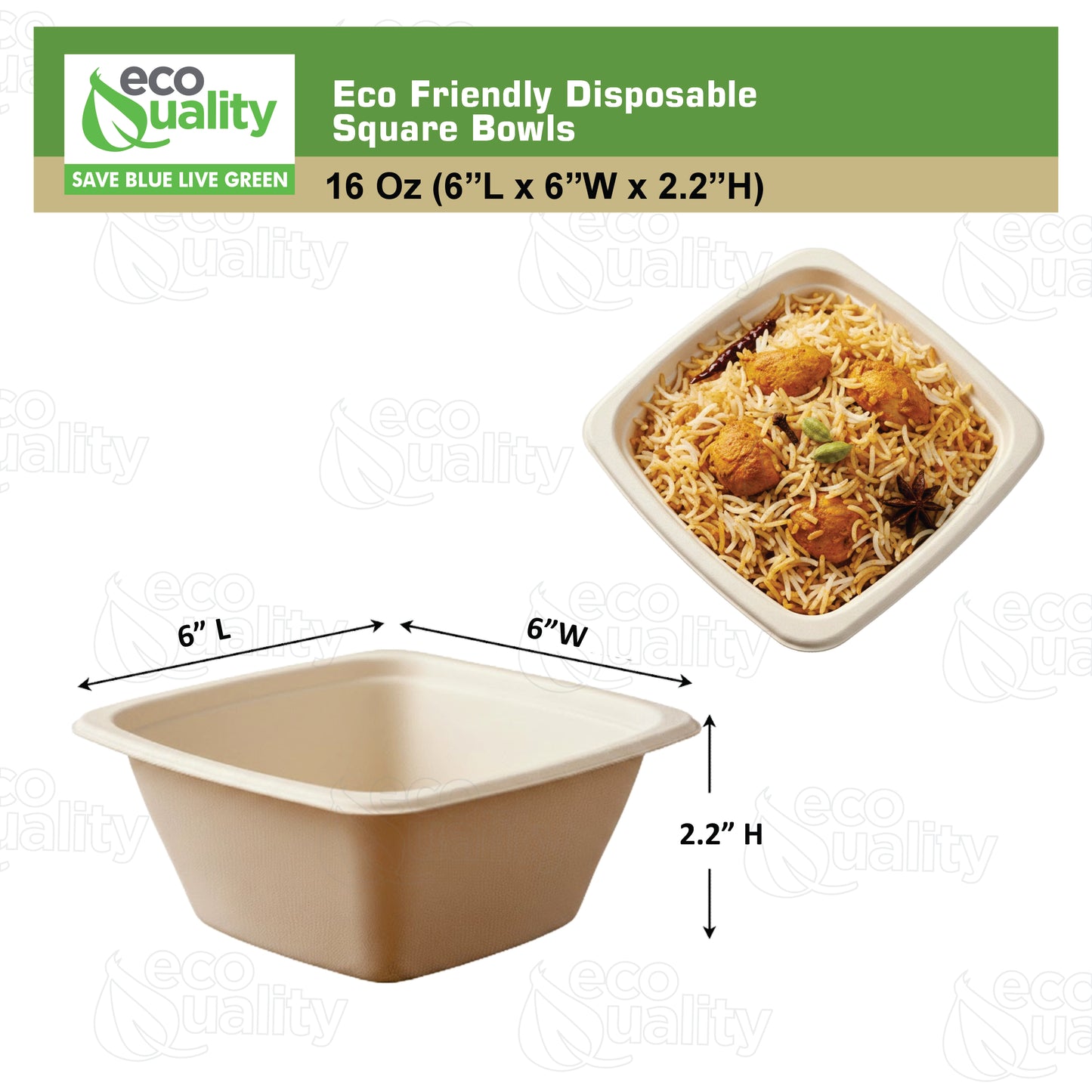 Eco Friendly Disposable Square Bowls Compostable Container