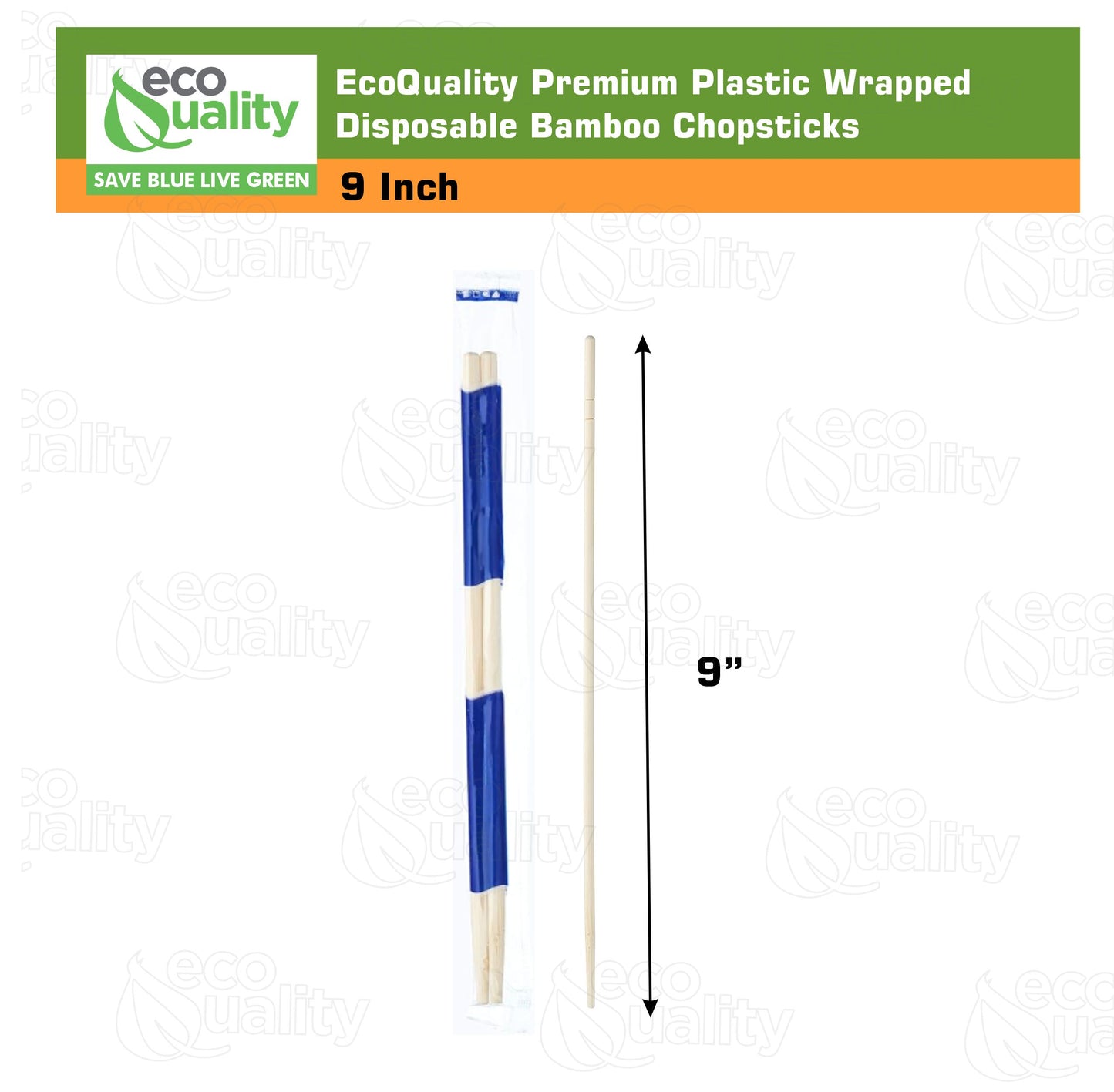 9" Premium Plastic Wrapped Disposable Bamboo Chopsticks - Japanese Disposable Chopsticks Bulk Certified Quality by EcoQuality