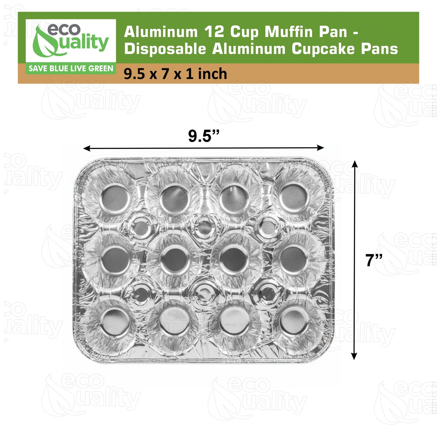 Aluminum 12-Cup Muffin Pan - Disposable Aluminum Cupcake Pans - Reusable, Recyclable - Muffin Tin Great for Baking Cupcakes, Muffins, Small Pies