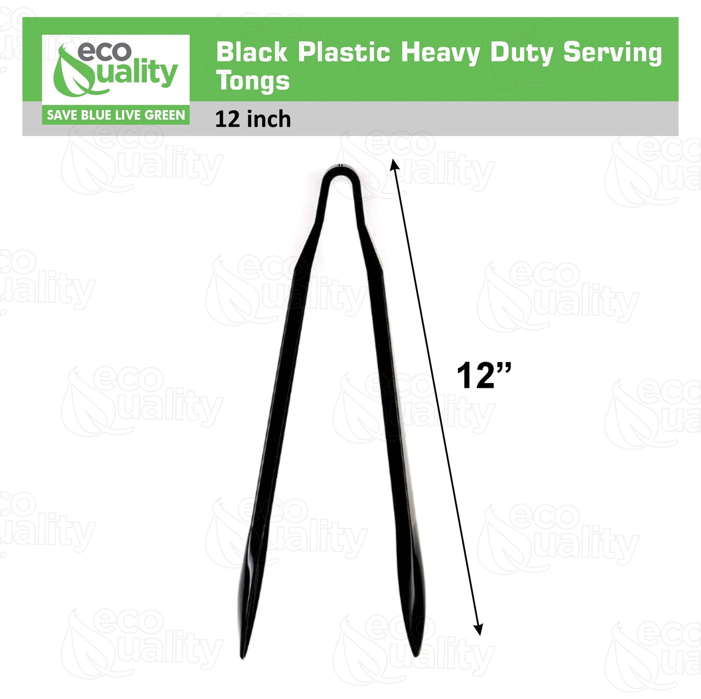 12" Heavy Duty Serving Tongs Black