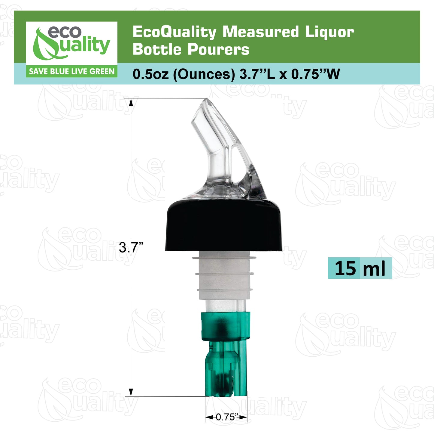 Liquor Measured Bottle Pourers - Collared Automatic Measured Bottle Pourer (0.5oz, 0.75oz, 1oz)