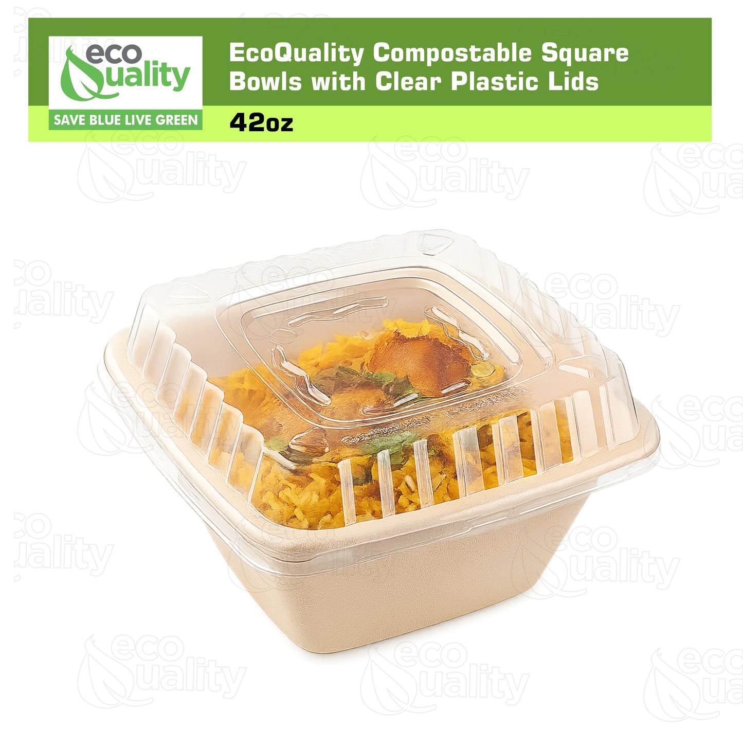 Eco Friendly Disposable Square Bowls Compostable Container with Dome Lids