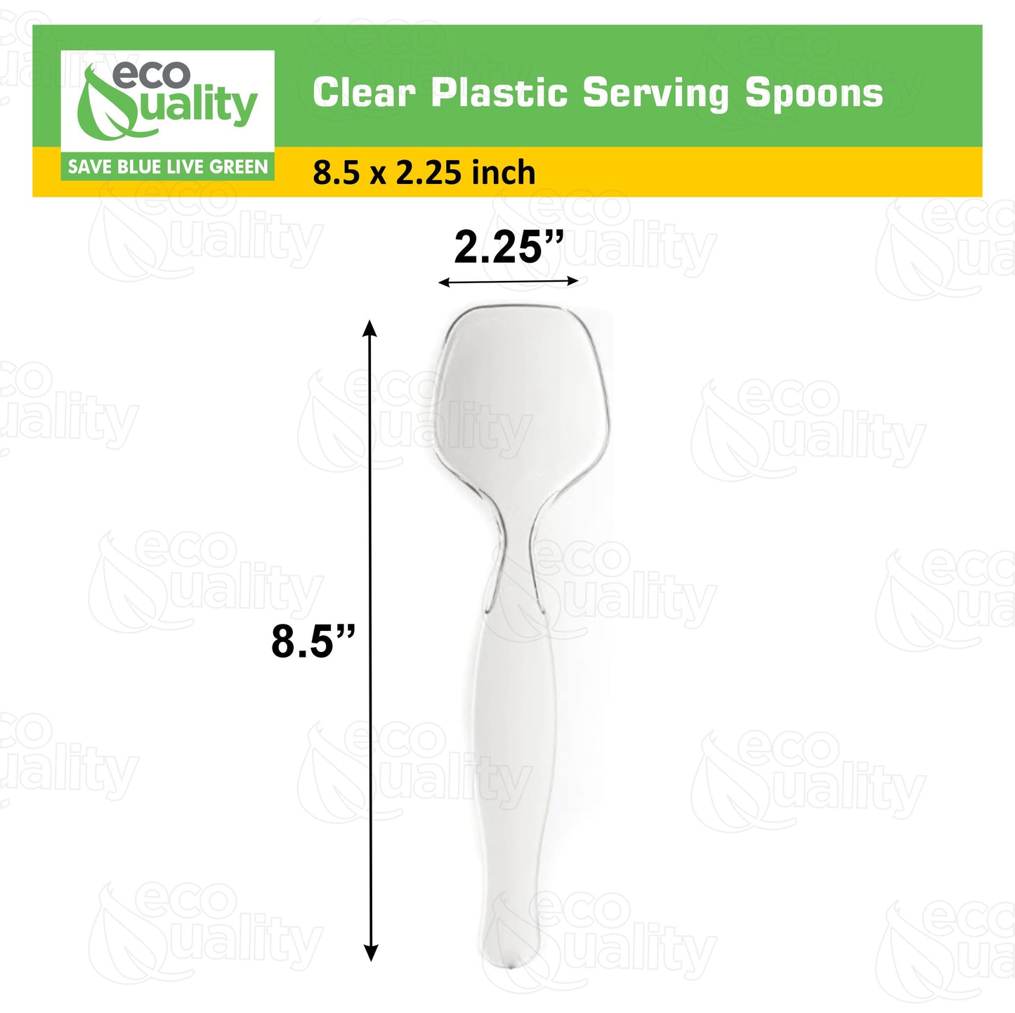 Disposable Plastic Clear Serving Spoons | Heavy Duty | Large 8.5
