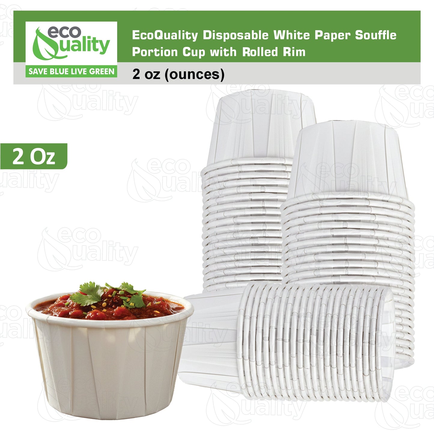 Disposable White Paper Souffle Cup with Rolled Rim