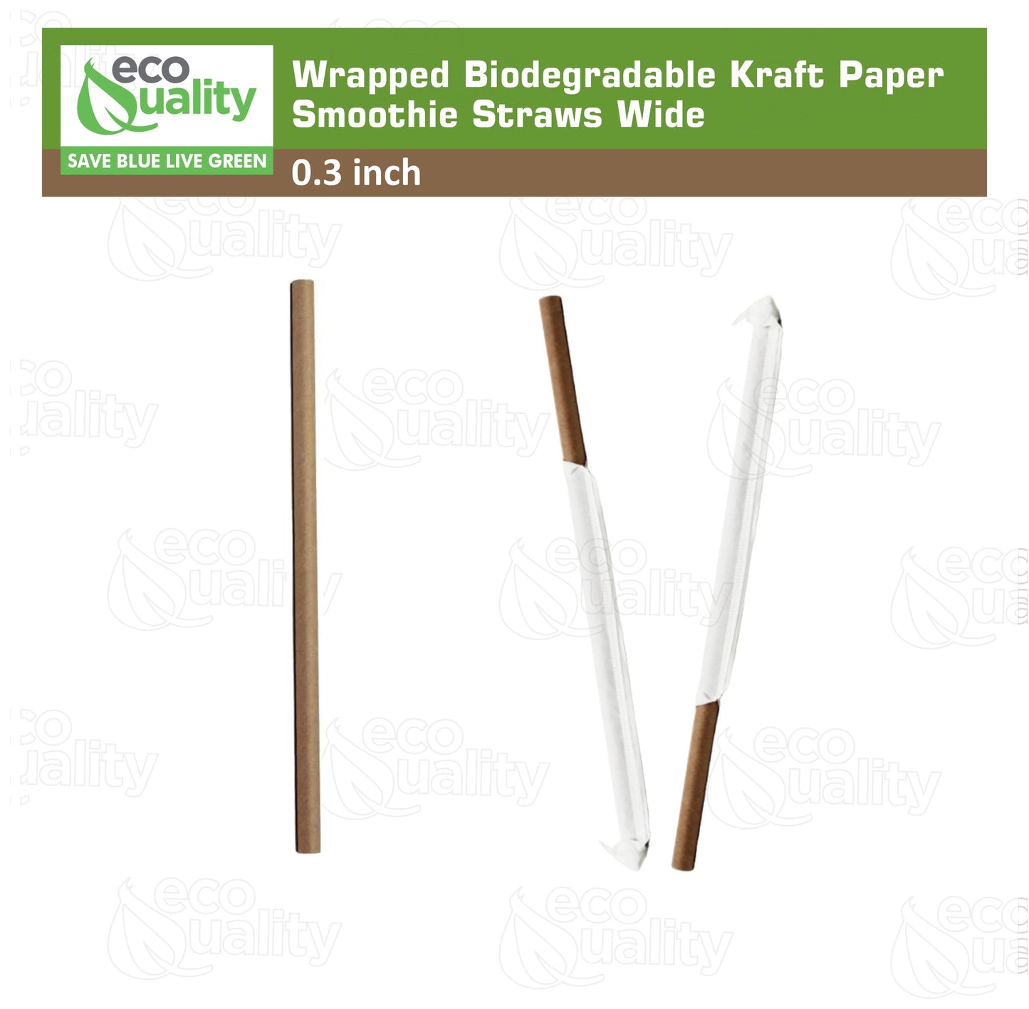 Wrapped Kraft Paper Smoothie Straws 0.3 Inch Wide, Biodegradable Brown Jumbo Durable Drinking Straws, Smoothies, Bubble Tea, Boba, Meal Prep, Shakes