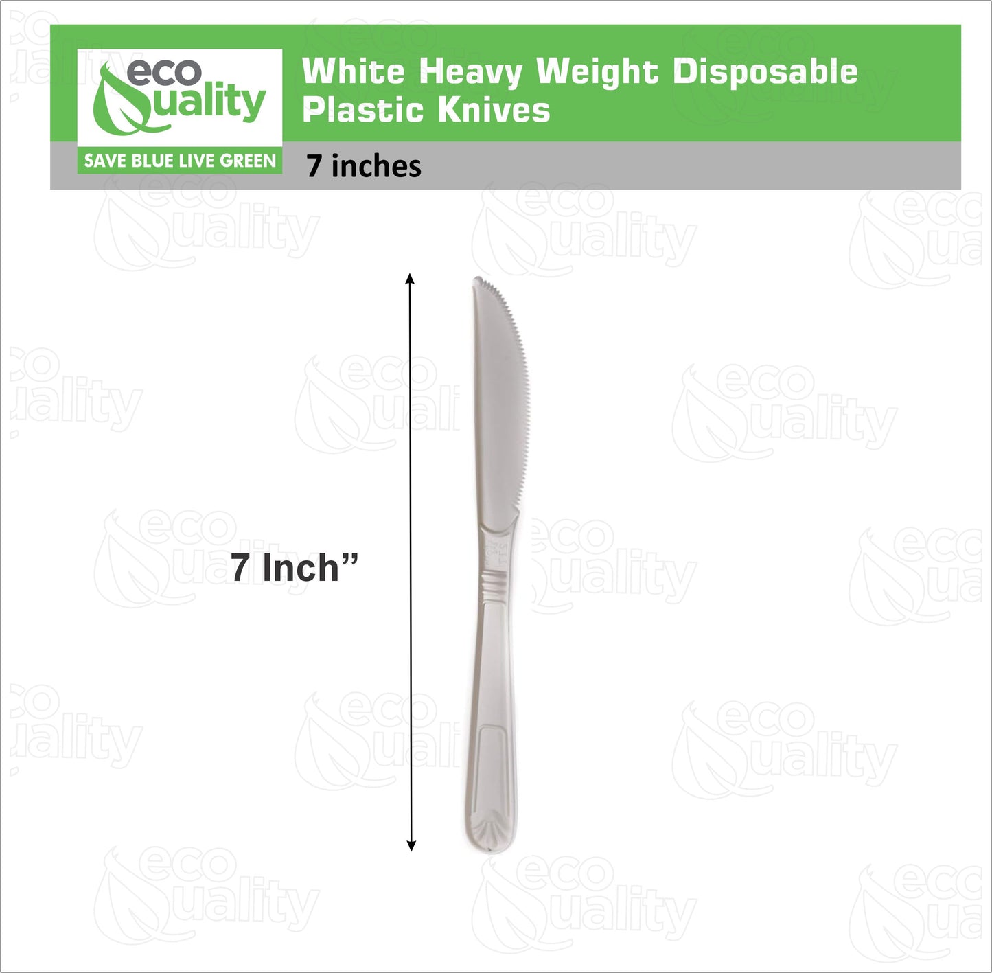 Disposable Plastic Heavy Weight Knives Black/White Unwrapped