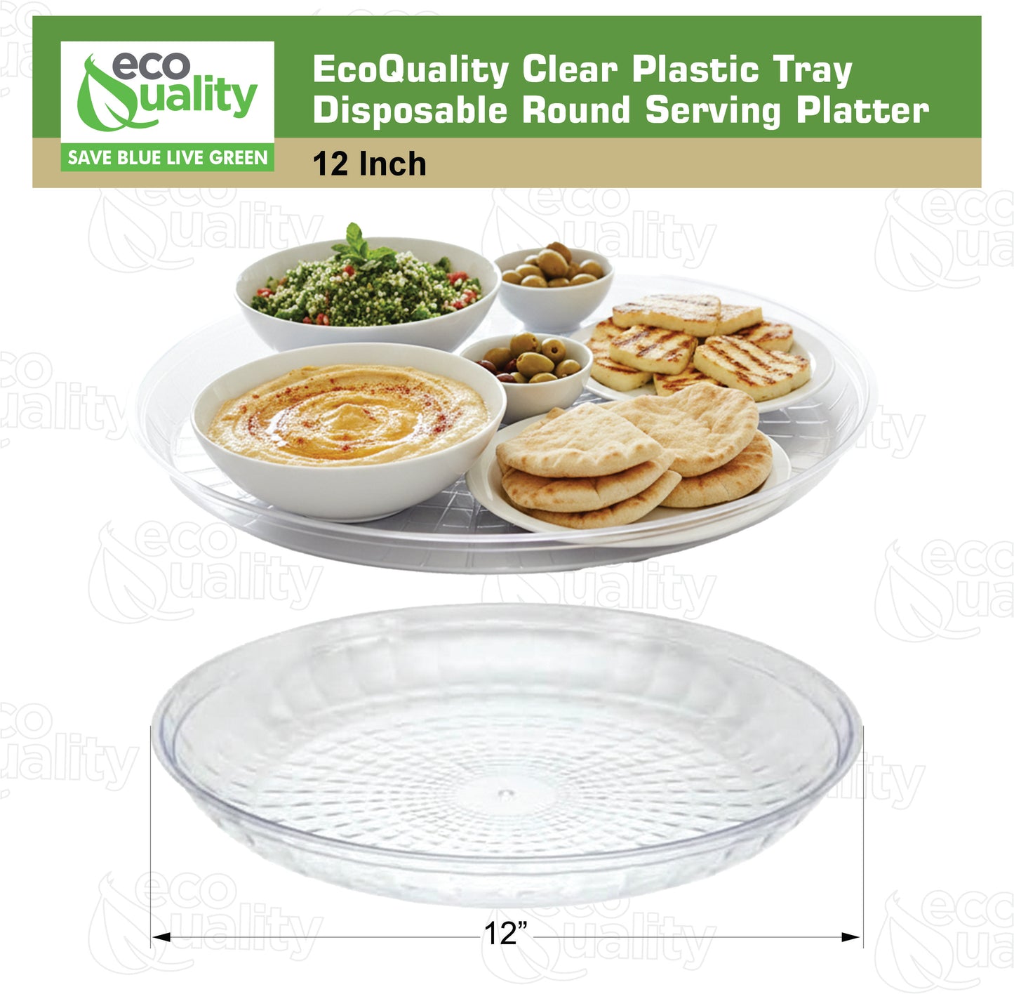12 Inch Pixel Clear Serving Tray