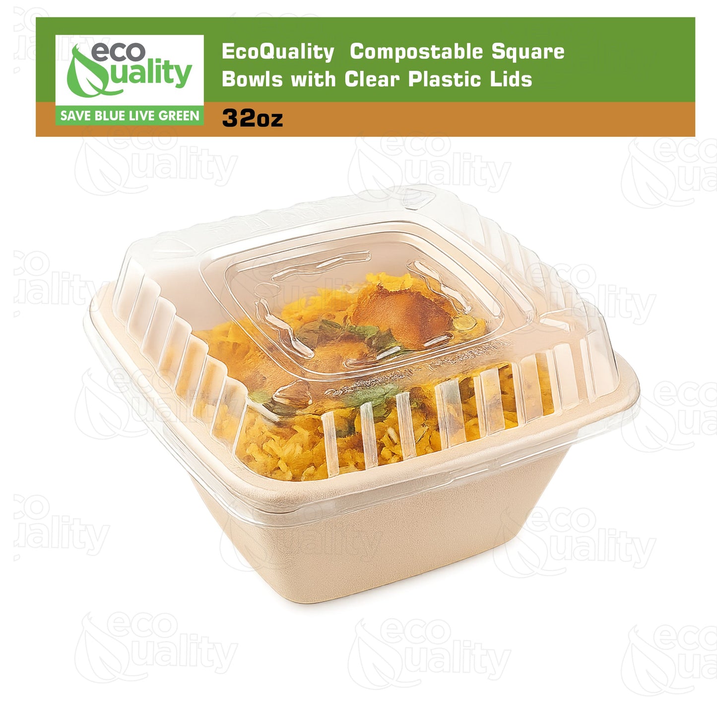 Eco Friendly Disposable Square Bowls Compostable Container with Dome Lids