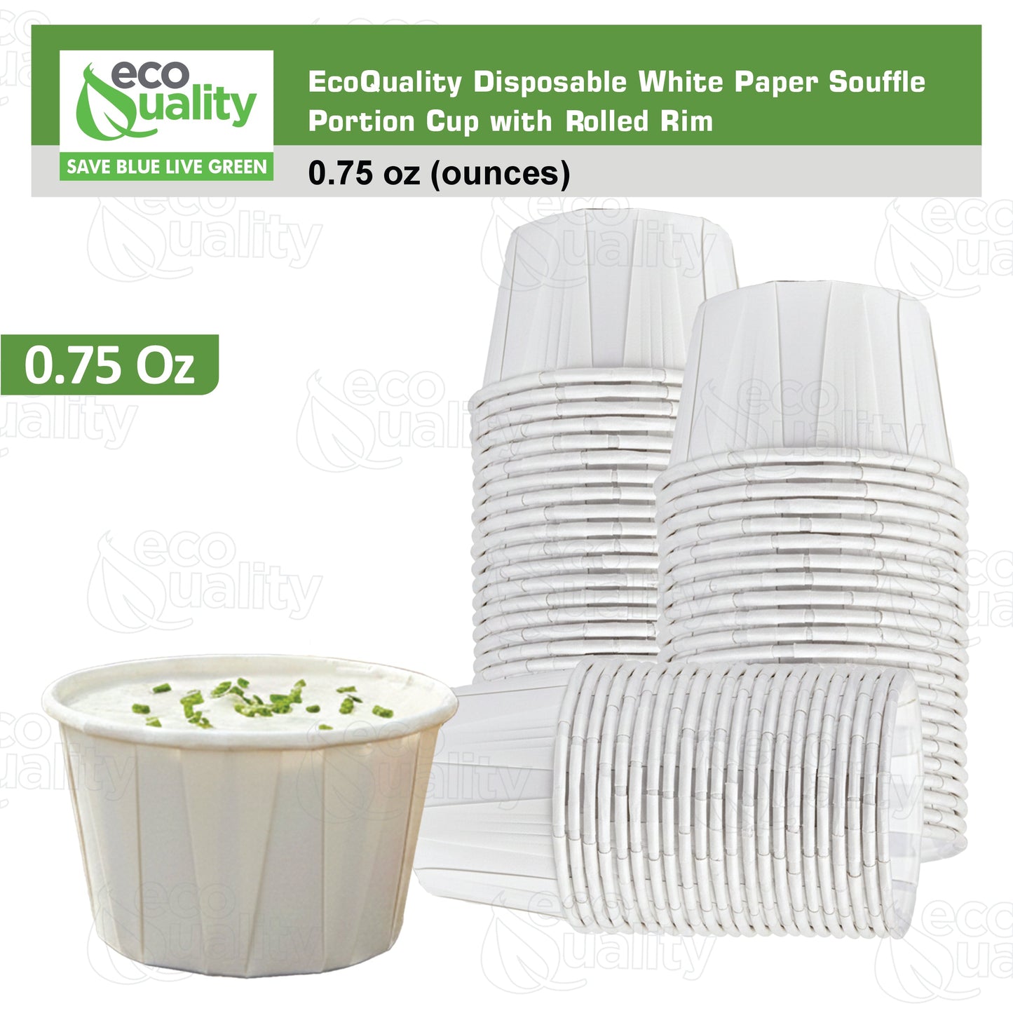 Disposable White Paper Souffle Cup with Rolled Rim