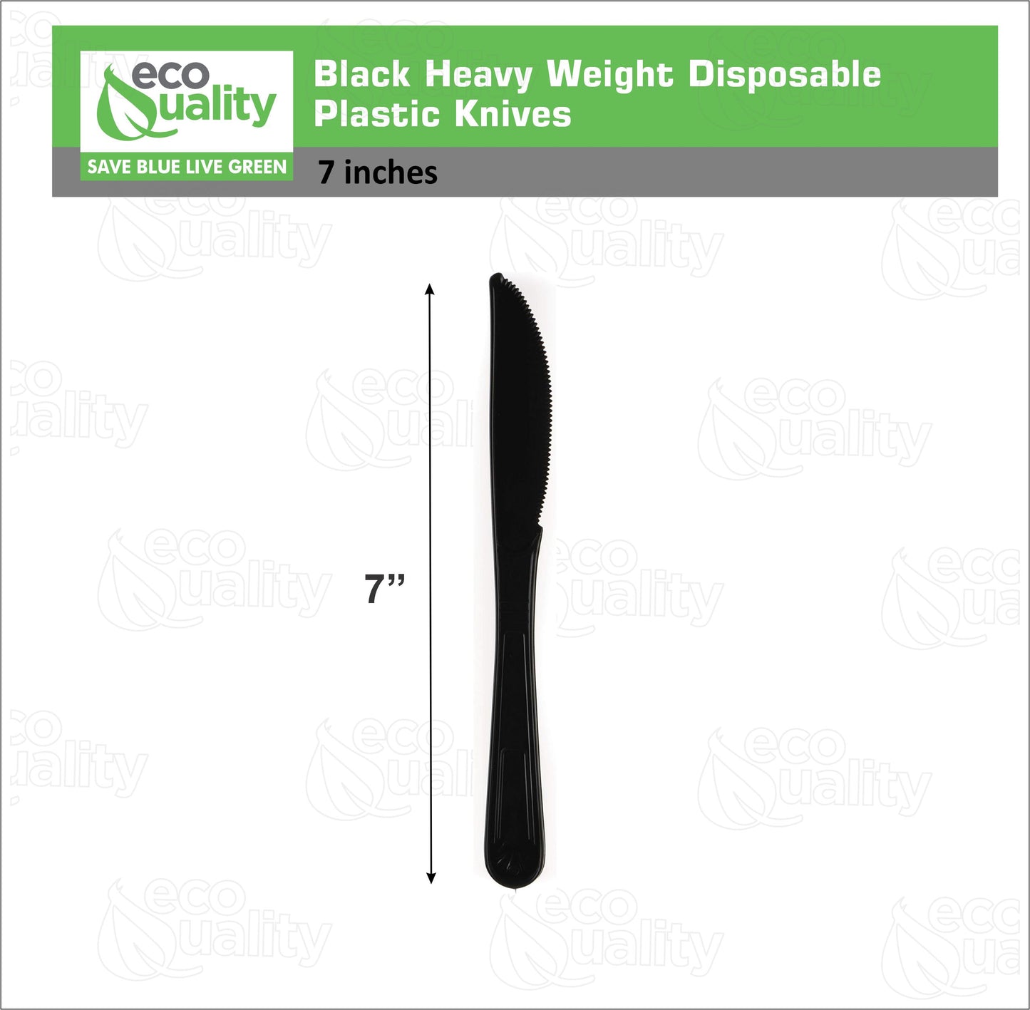 Disposable Plastic Heavy Weight Knives Black/White Unwrapped