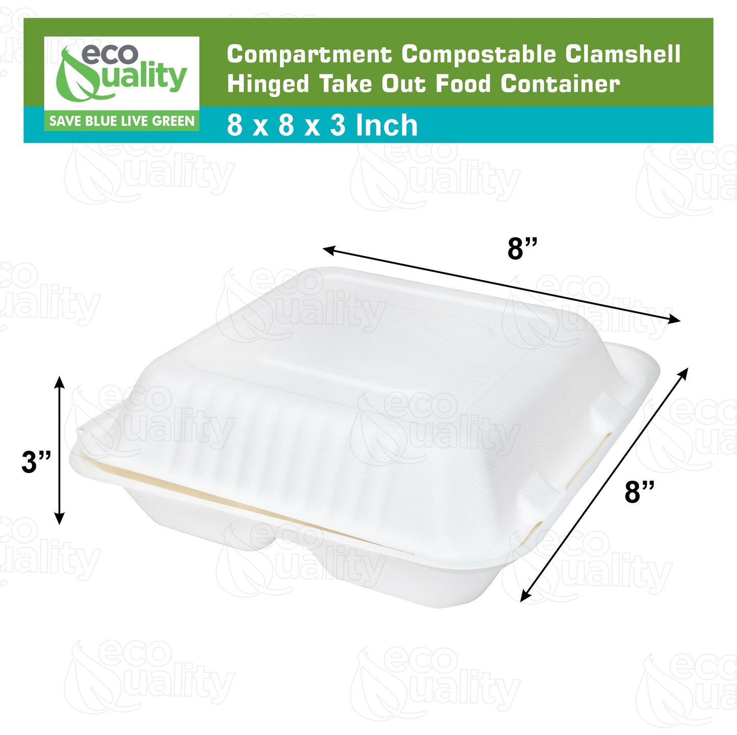 3 Compartment Compostable Hinged Clamshell Take Out Containers