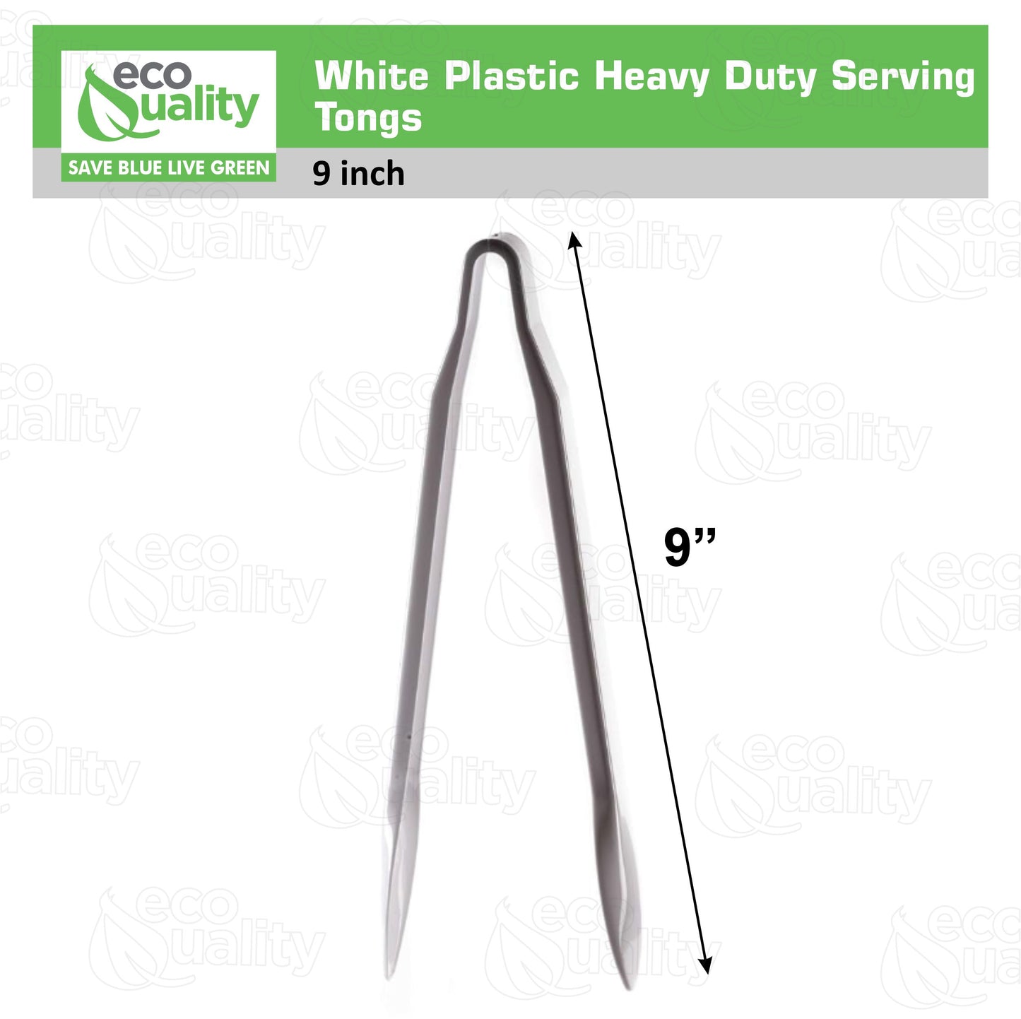 9" Heavy Duty Serving Tongs White