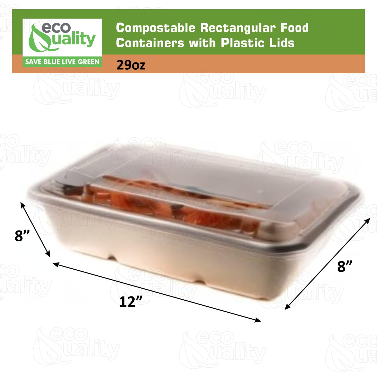 Compostable Rectangular Food Containers with Lids