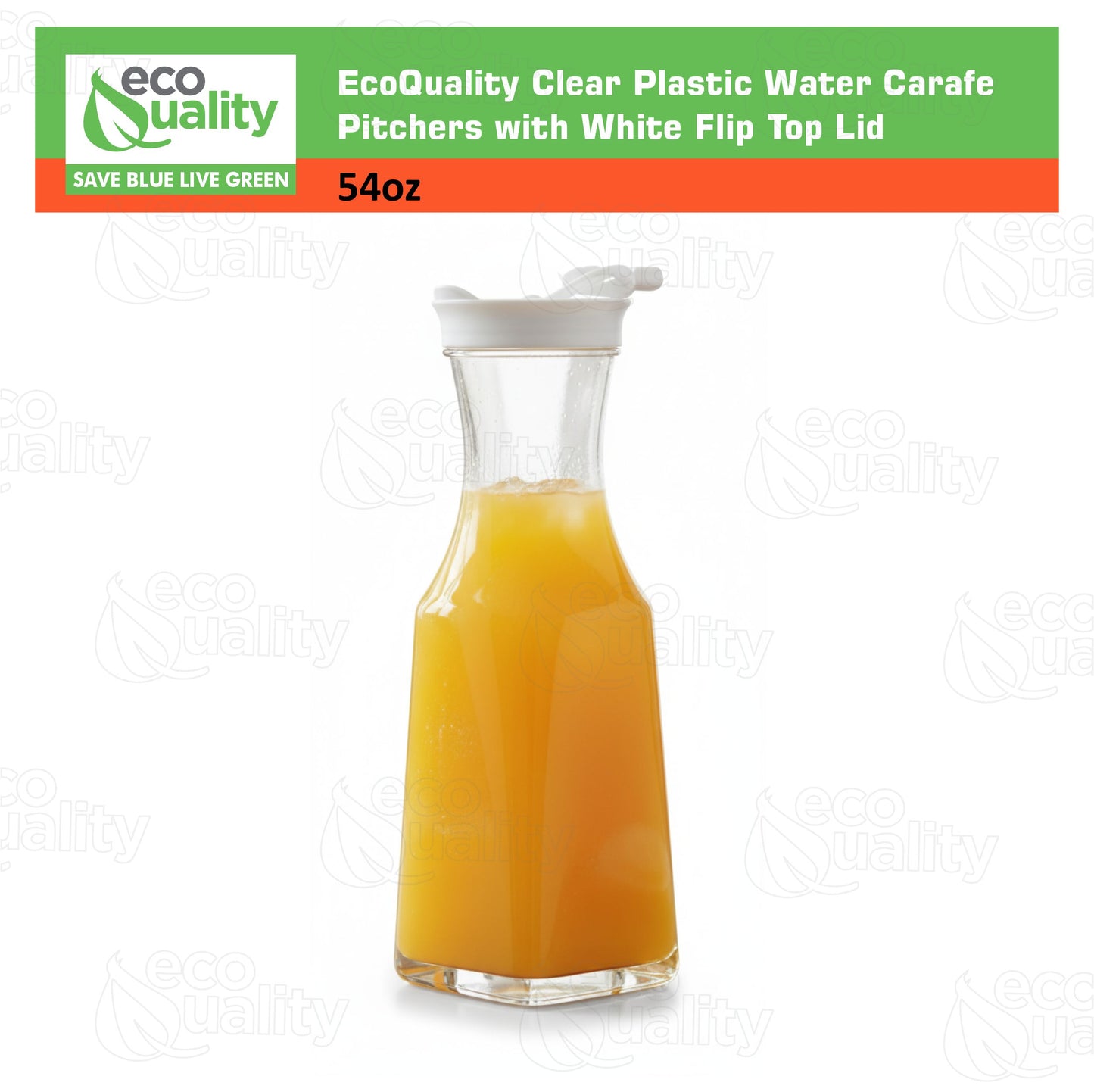 54oz Square Clear Plastic Pitcher with White Lid