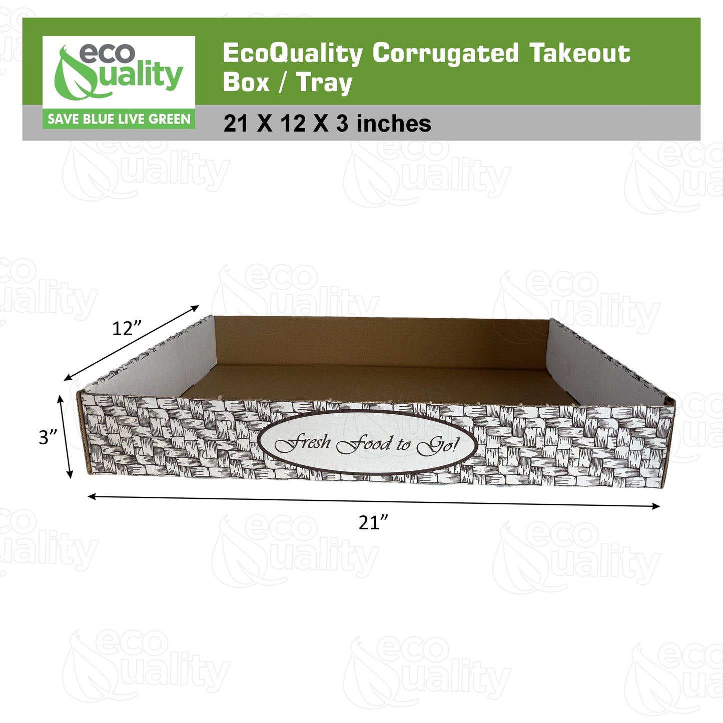 Rectangular 21x12x3 Inches corrugated kraft carry out box for stadium restaurant and event food service