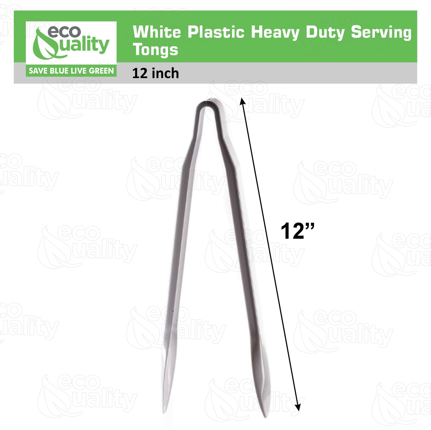 12" Heavy Duty Serving Tongs White