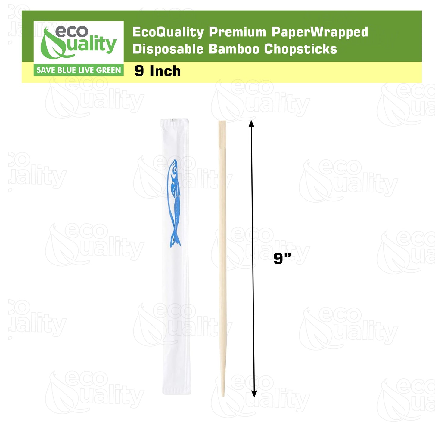 9 Inch Premium Paper Wrapped Disposable Bamboo Chopsticks - Japanese Disposable Chopsticks Bulk Certified Quality by EcoQuality